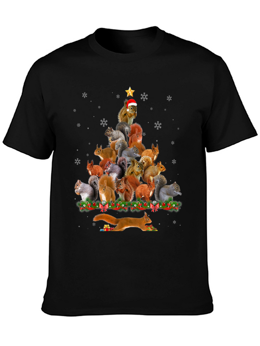 Squirrel Christmas Tree Graphic T-Shirt