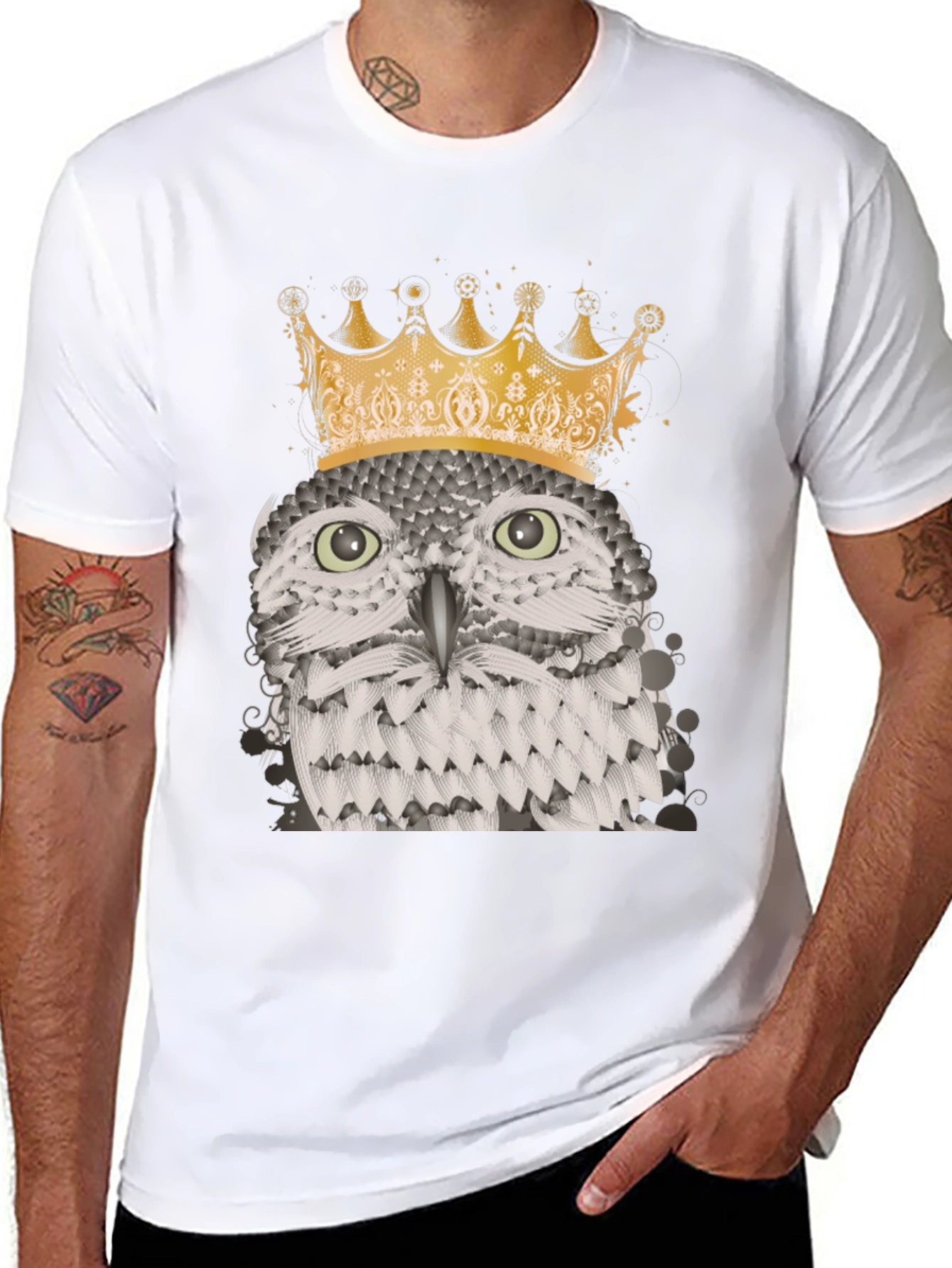 Owl King Graphic Tee - Black Cotton Blend T-Shirt