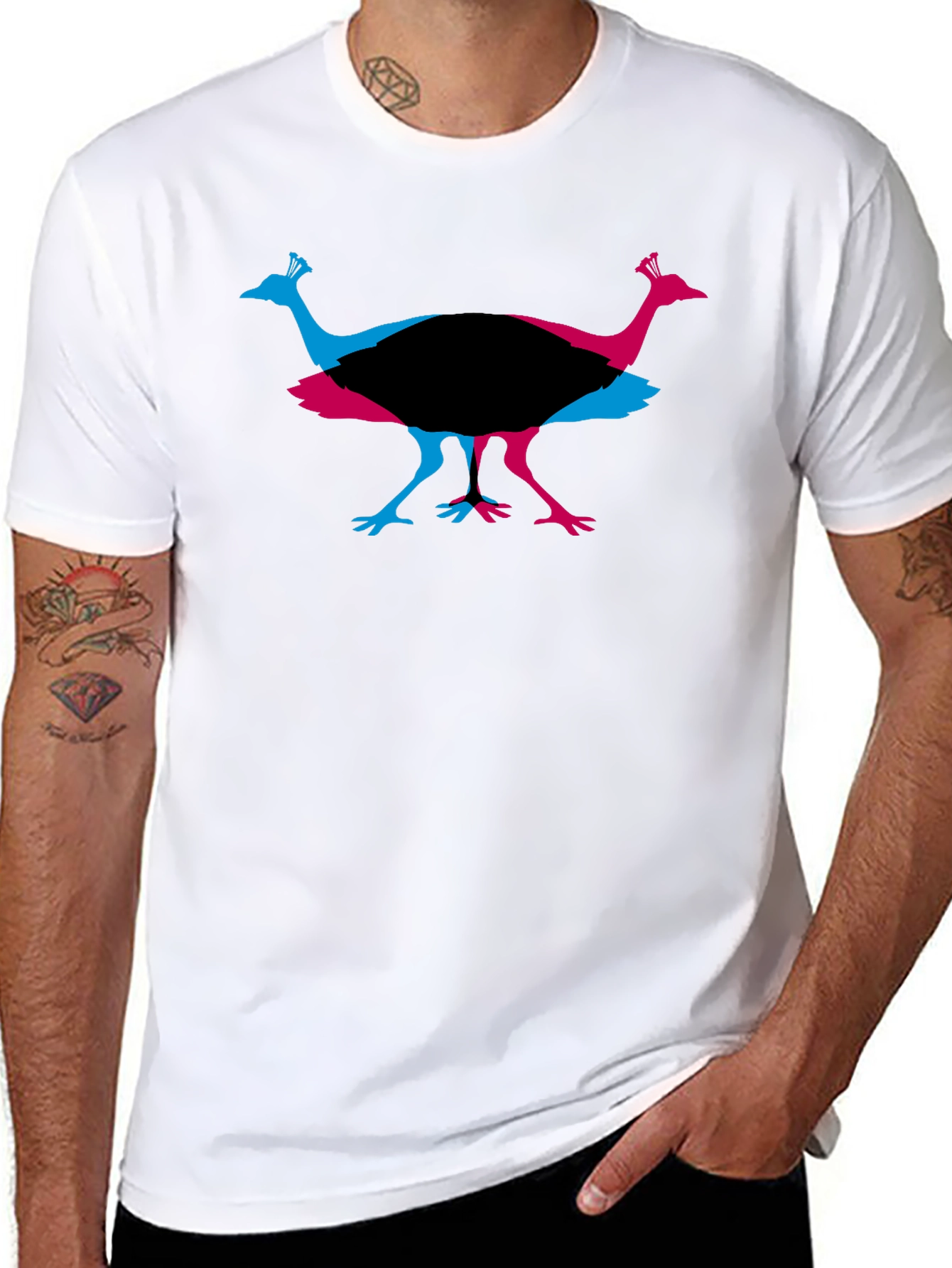 Peacock Graphic Tee - Stylish Mens Black T-Shirt