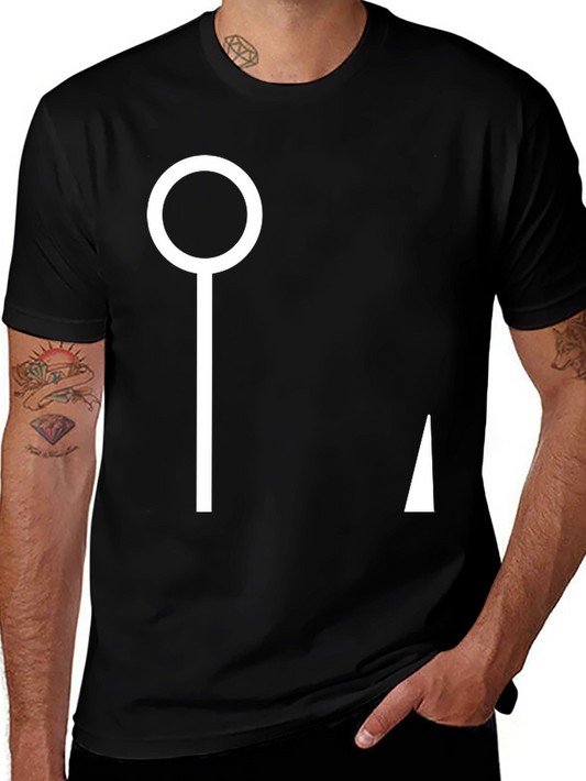 Minimalist Graphic Tee - White Circle & Triangle Design