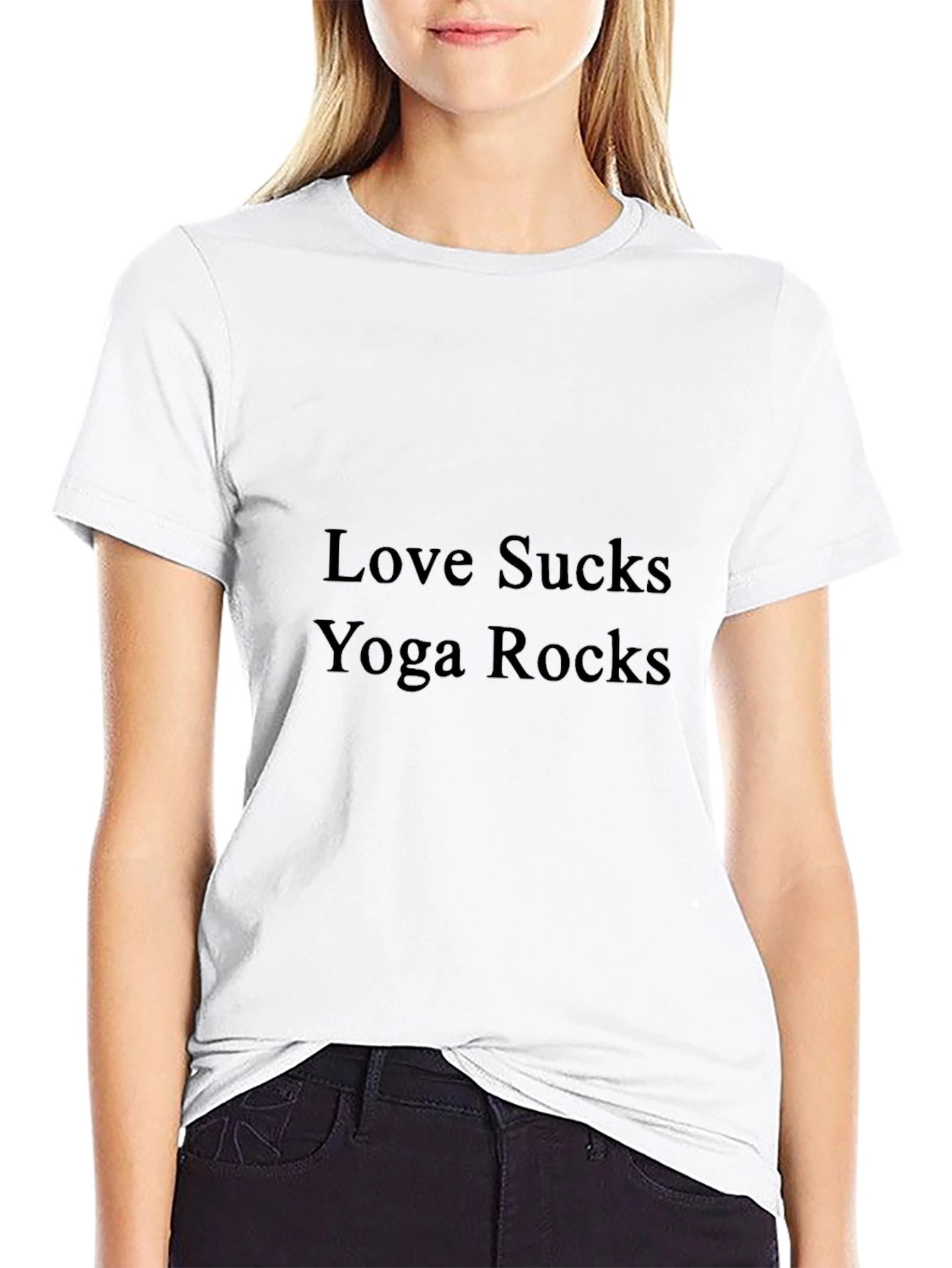 Love Sucks Yoga Rocks Graphic T-Shirt