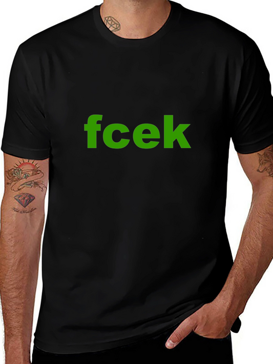 Fcek Green Text Black T-Shirt - Unisex
