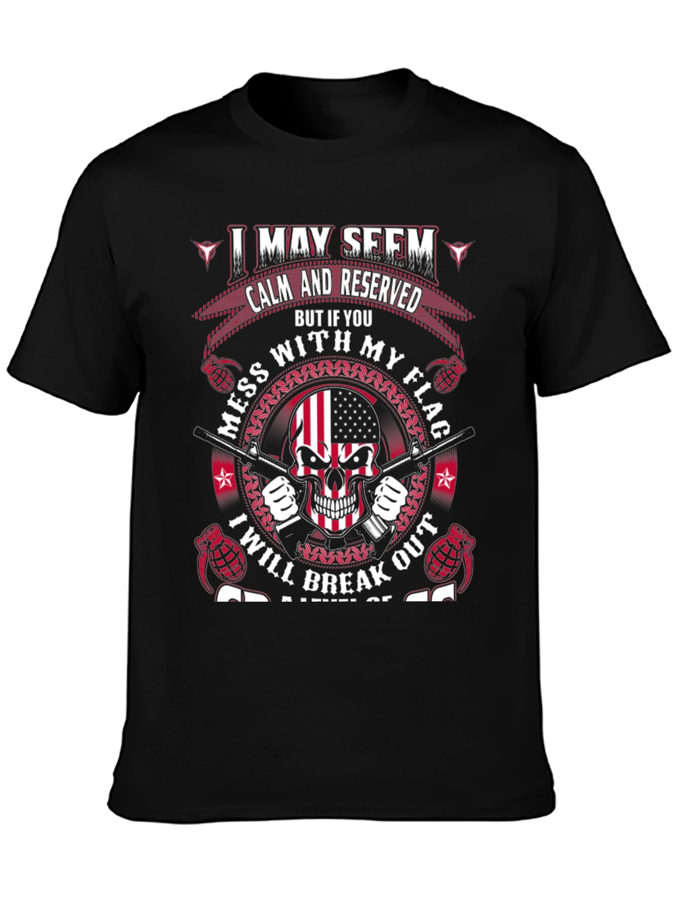 Patriotic Skull T-Shirt: Calm & Reserved