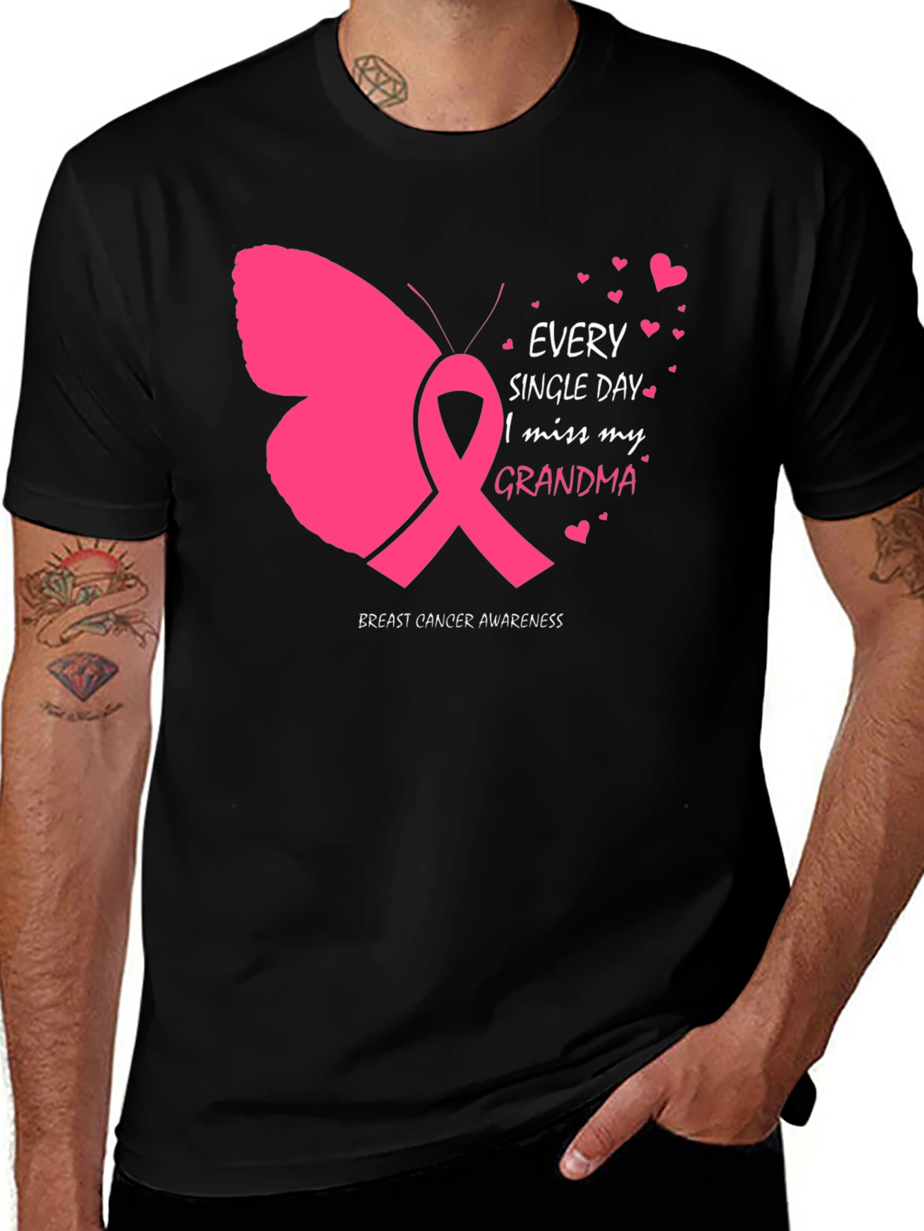 Breast Cancer Awareness Butterfly Grandma T-Shirt