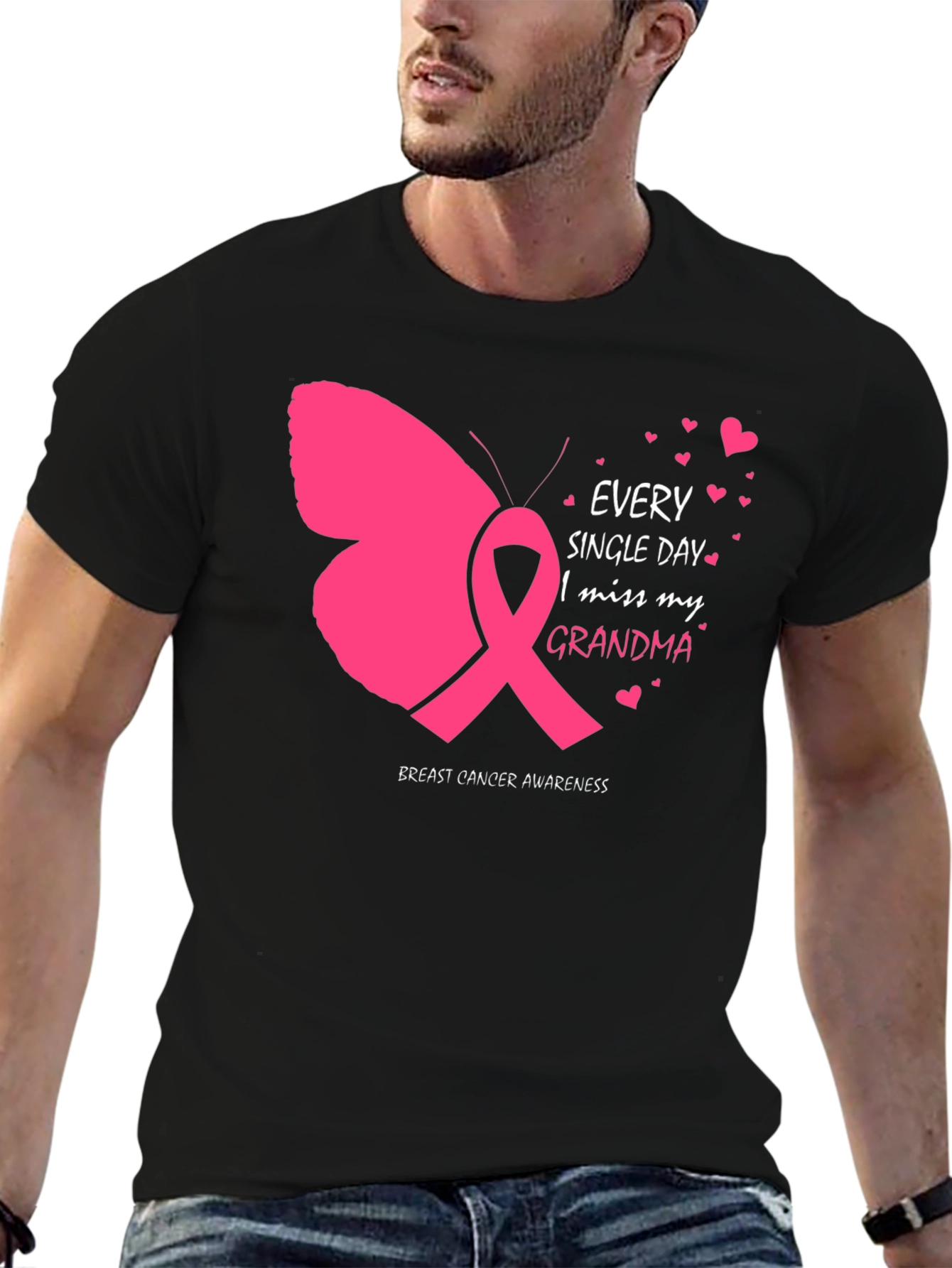 Breast Cancer Awareness Butterfly Grandma T-Shirt