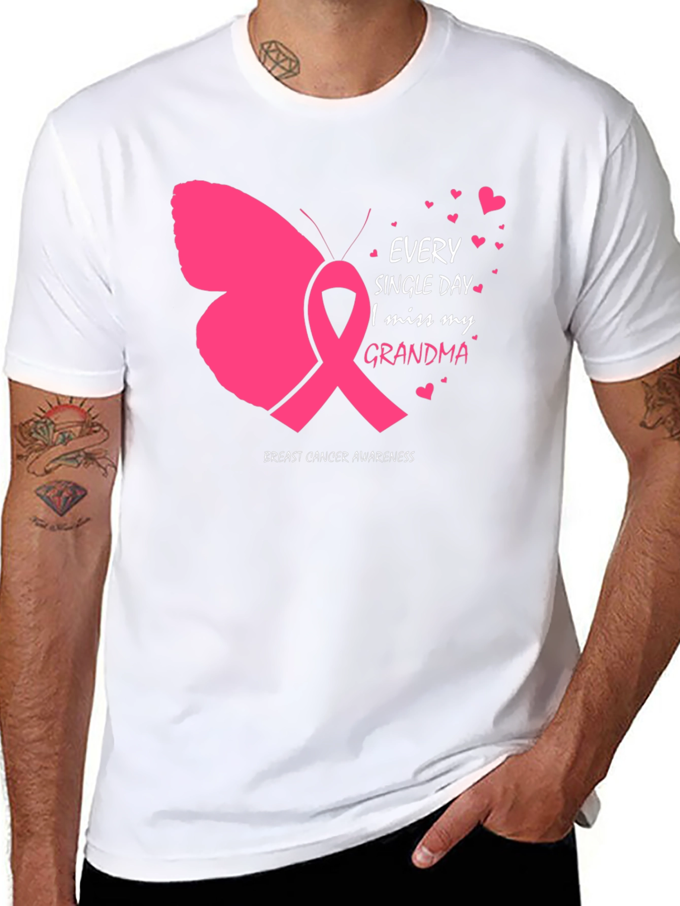 Breast Cancer Awareness Butterfly Grandma T-Shirt