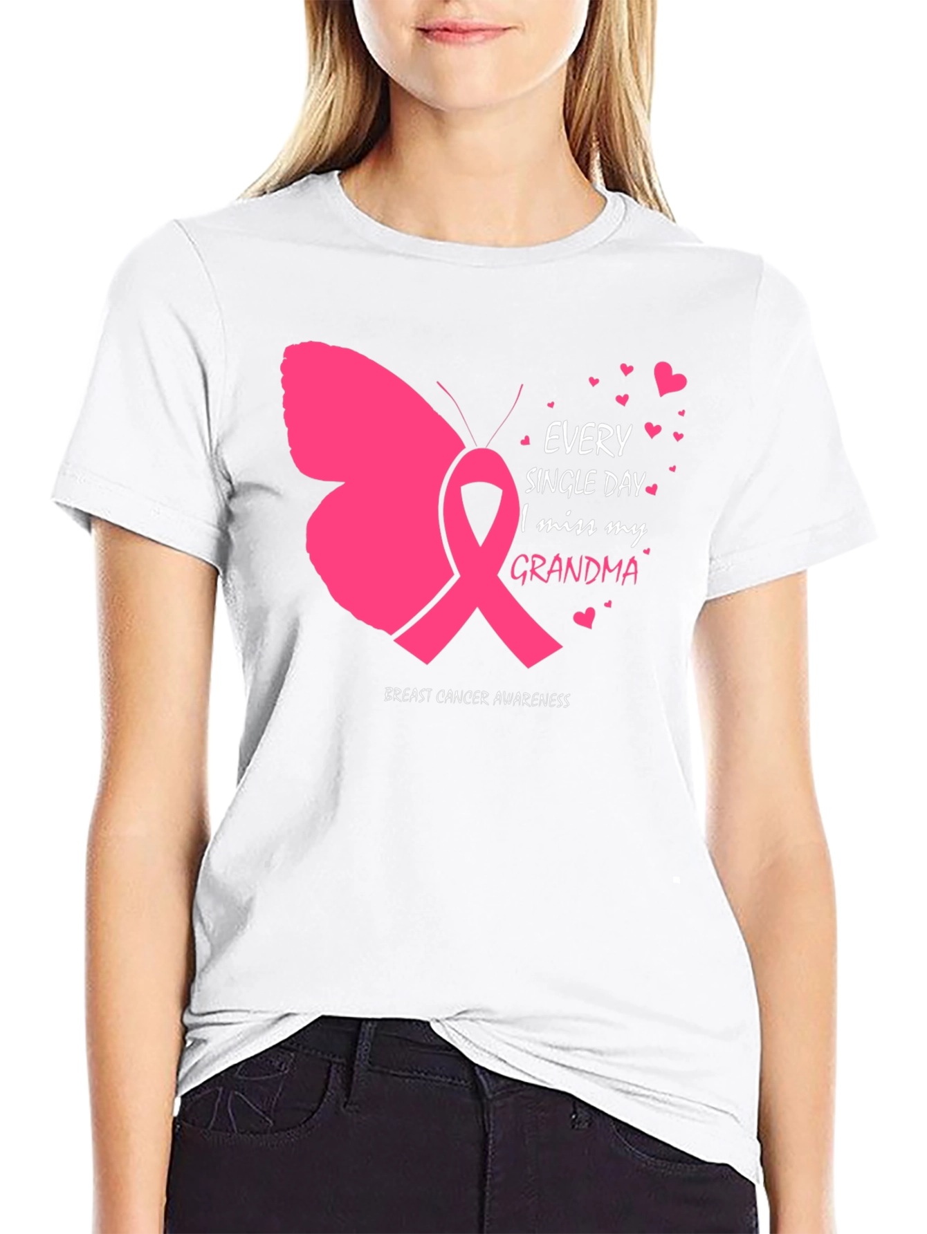Breast Cancer Awareness Butterfly Grandma T-Shirt