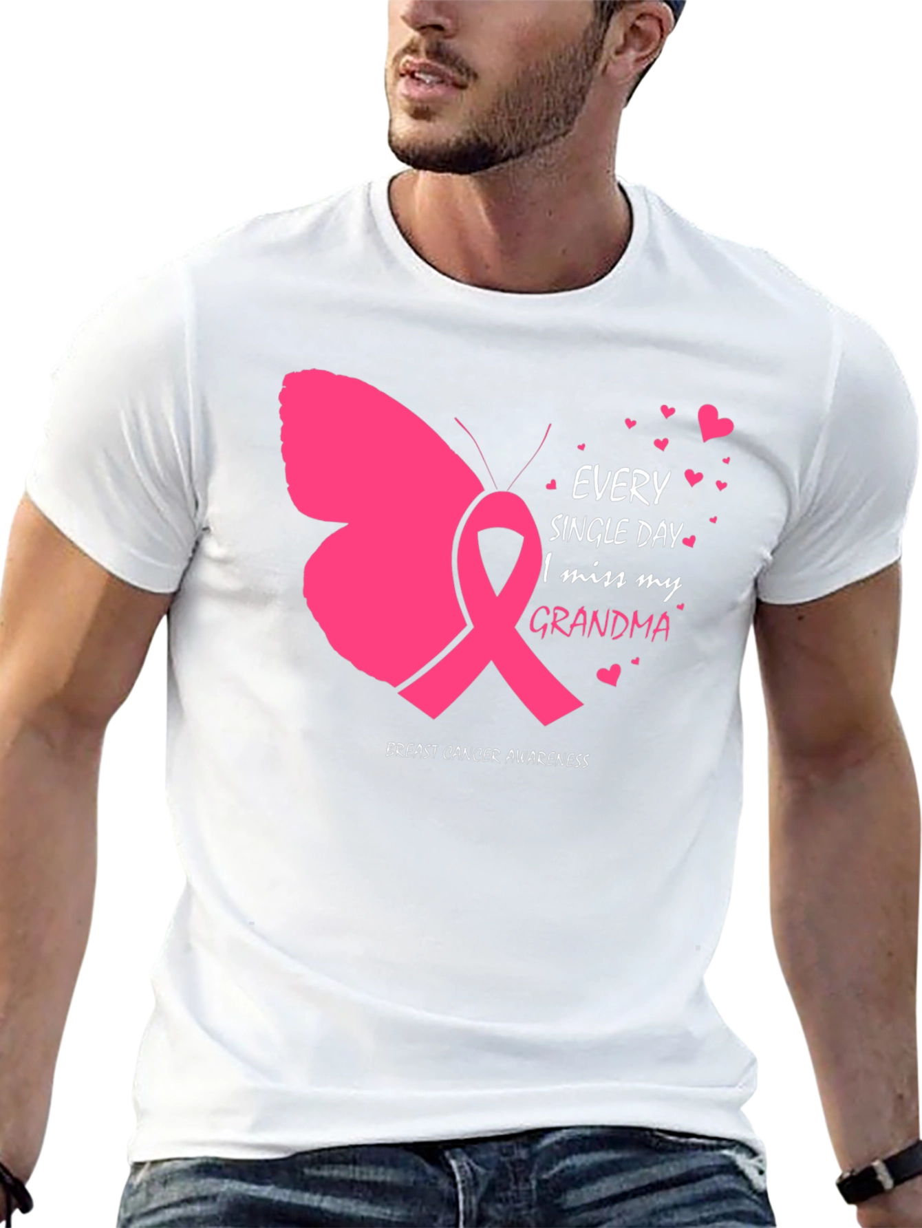 Breast Cancer Awareness Butterfly Grandma T-Shirt