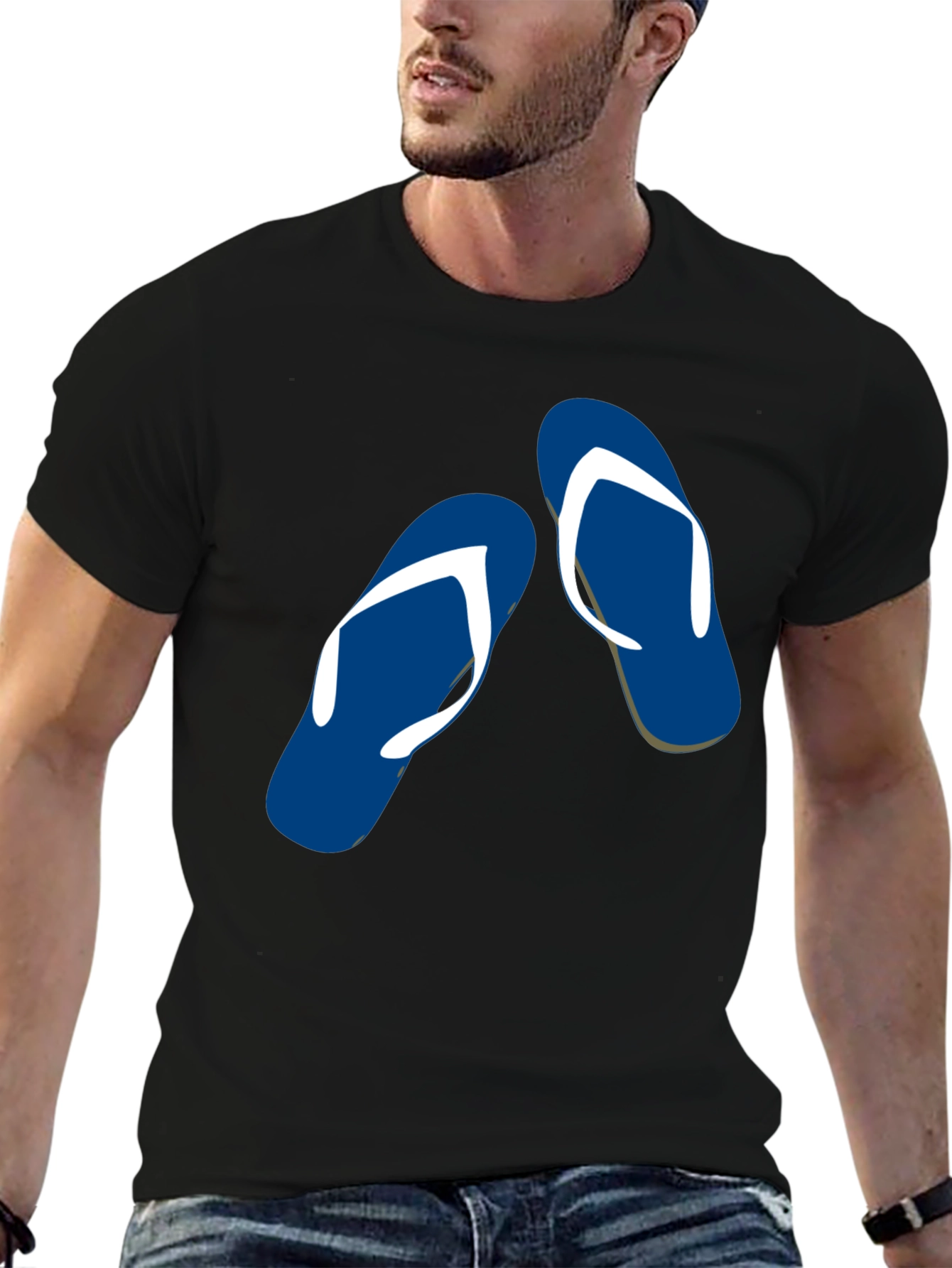 Flip Flop Graphic Tee - Black Cotton Comfort