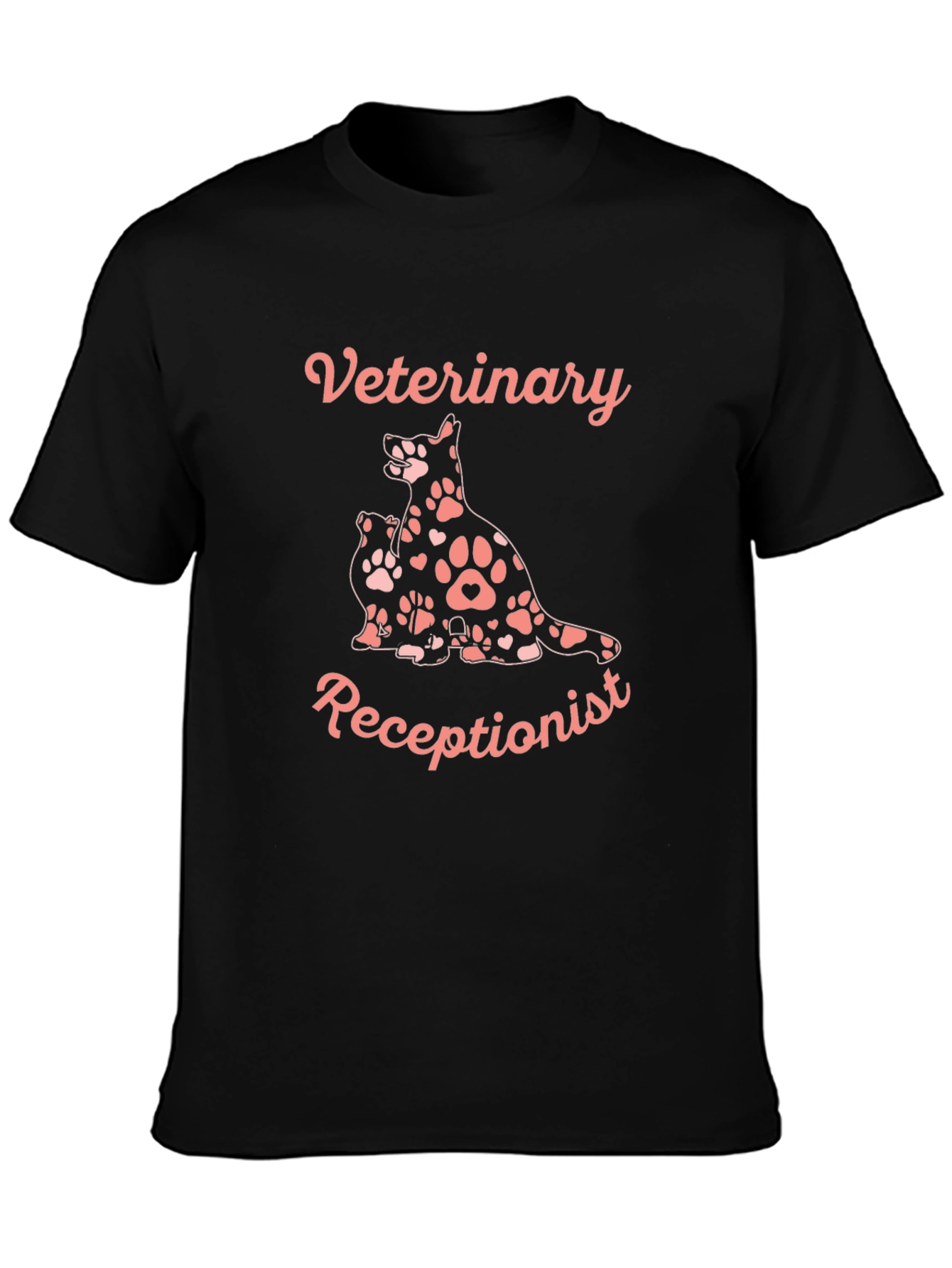 Veterinary Receptionist T-Shirt Cute Dog Paw Print