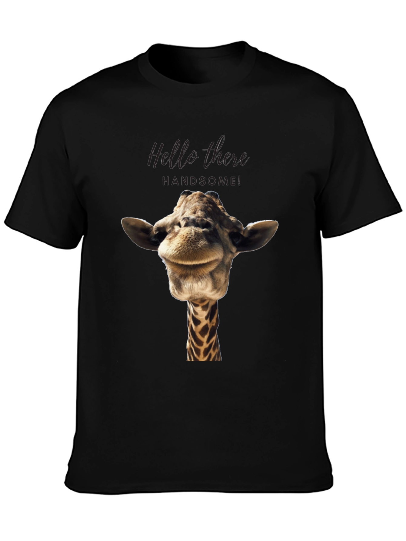 Giraffe Head Graphic Print Black T-Shirt