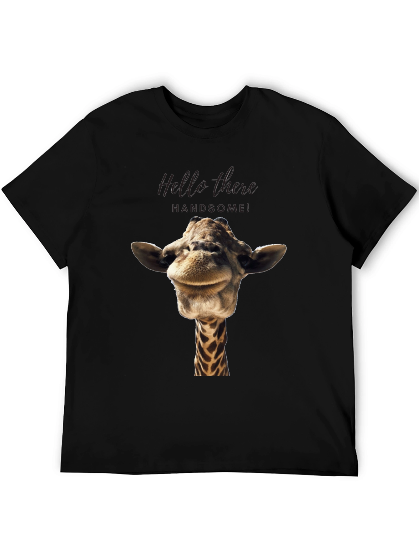 Giraffe Head Graphic Print Black T-Shirt