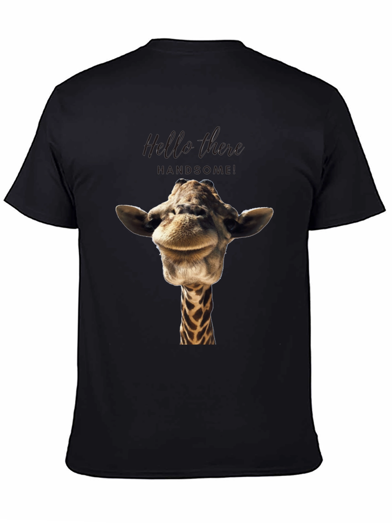 Giraffe Head Graphic Print Black T-Shirt