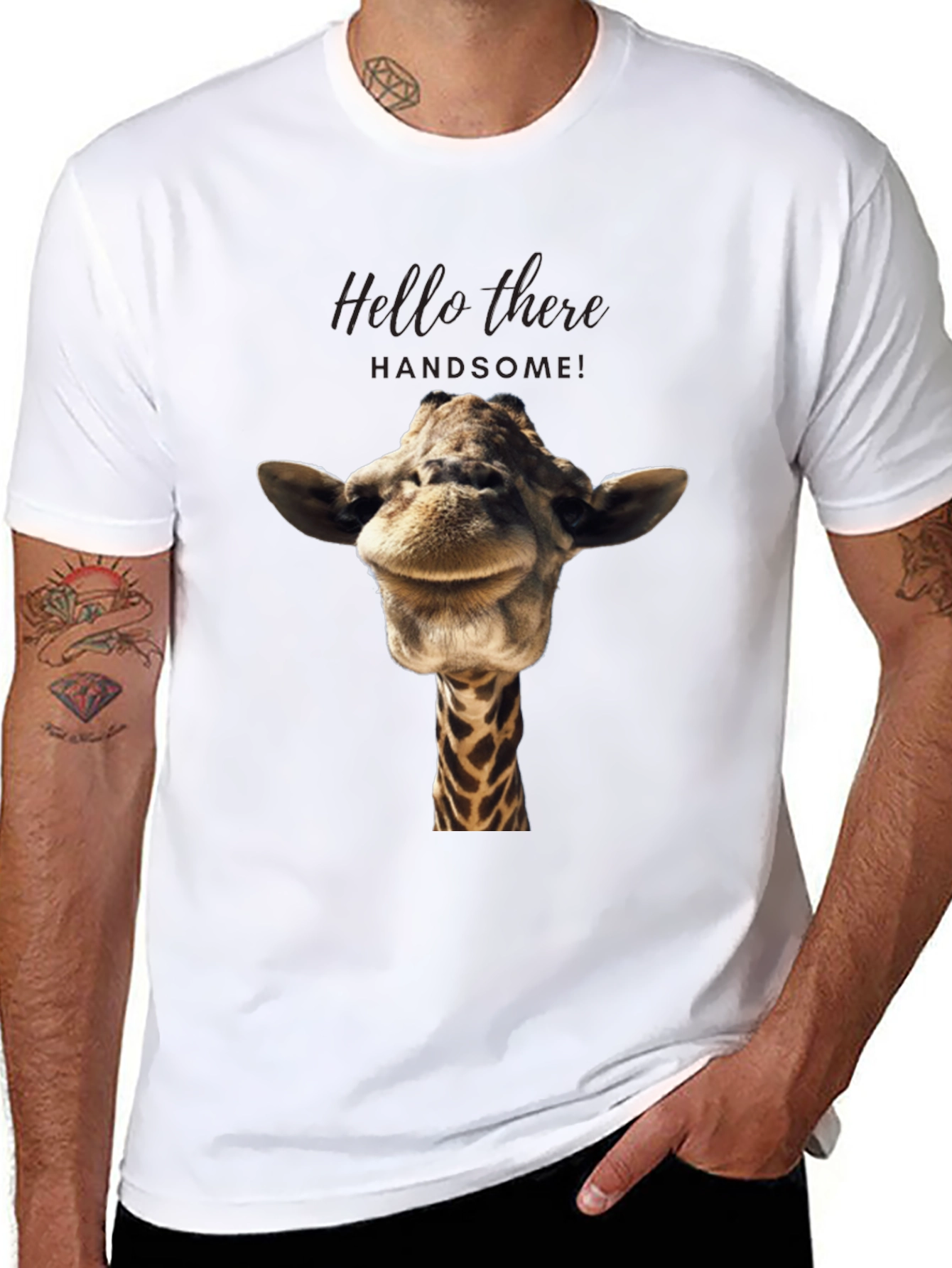 Giraffe Head Graphic Print Black T-Shirt