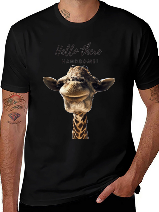 Giraffe Head Graphic Print Black T-Shirt