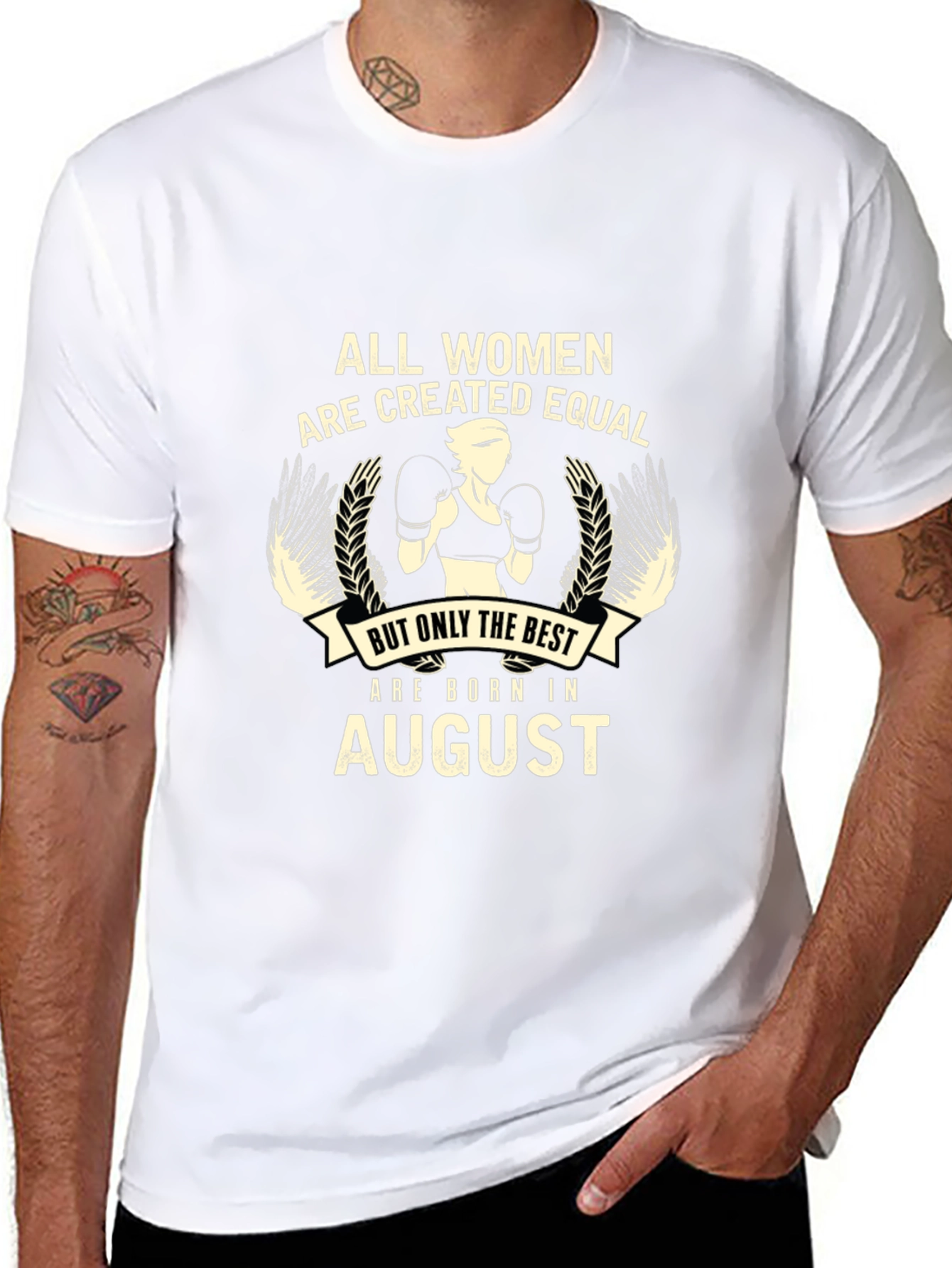 All Women Are Created Equal August Birthday Black T-Shirt