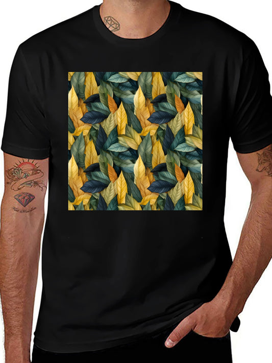 Leaf Pattern Black T-Shirt