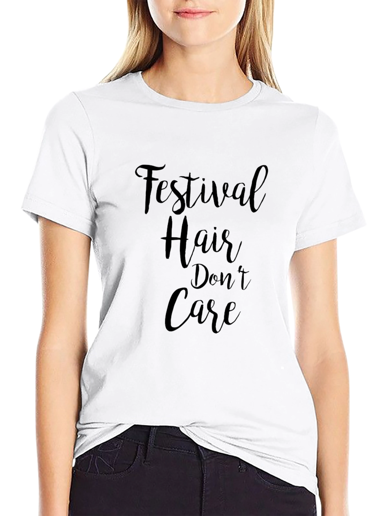 Festival Hair Dont Care Black T-Shirt