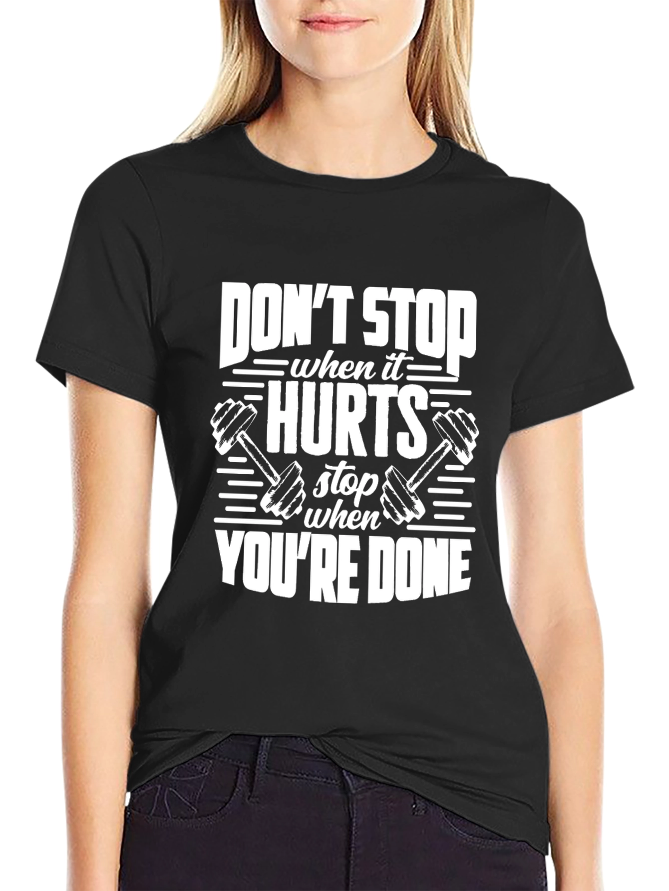 Motivational Gym T-Shirt - Dont Stop When It Hurts
