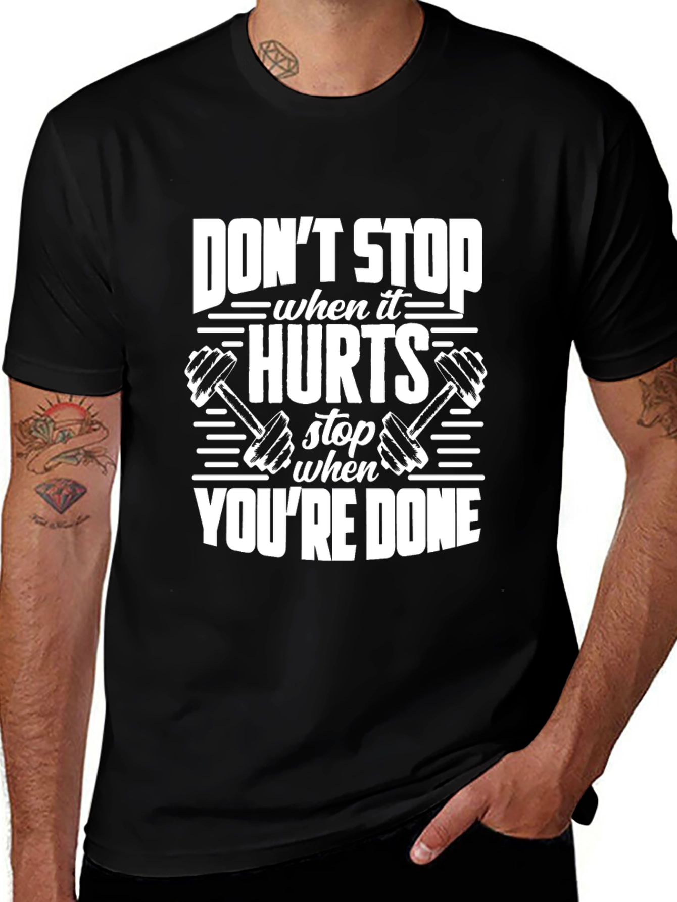 Motivational Gym T-Shirt - Dont Stop When It Hurts