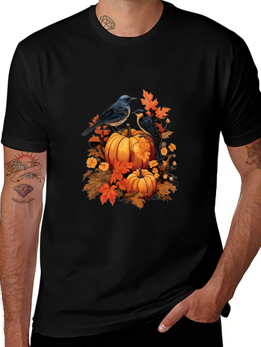 Autumn Birds & Pumpkin Graphic Tee