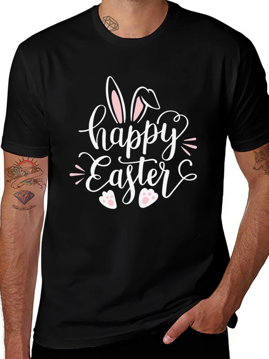 Happy Easter Bunny T-Shirt - Black Cotton Blend