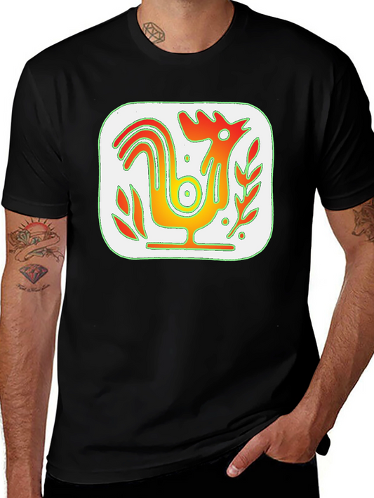 Rooster Graphic Print Black T-Shirt