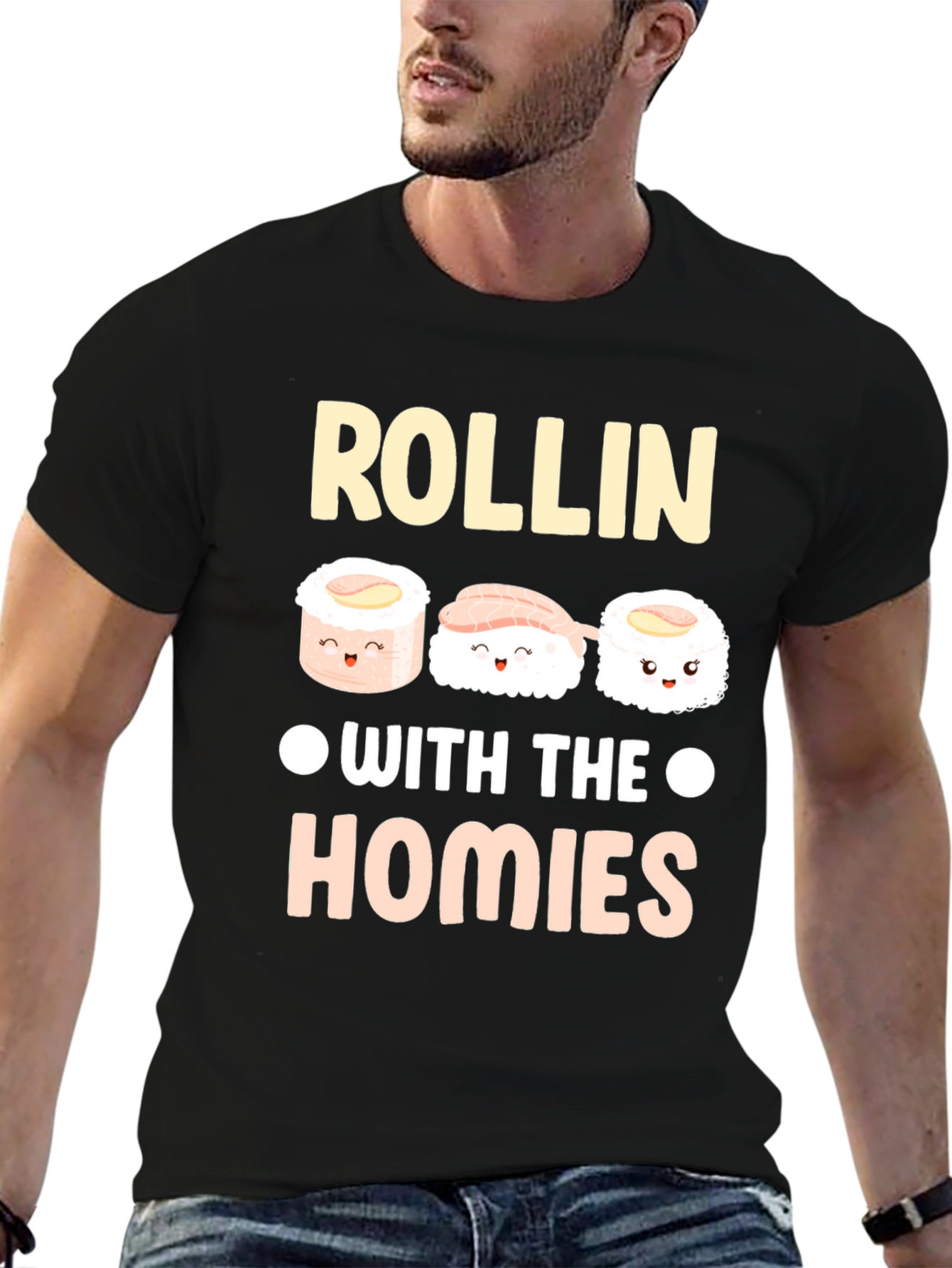 Rollin with the Homies Sushi Graphic T-Shirt