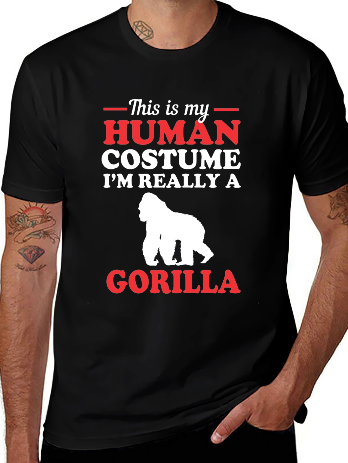 Human Costume Gorilla T-Shirt Funny Animal Tee