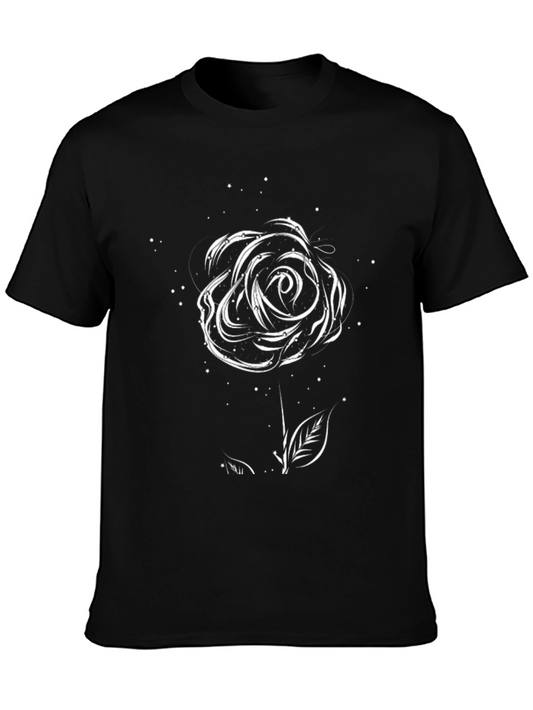 Rose Graphic Black T-Shirt - Stylish Floral Design