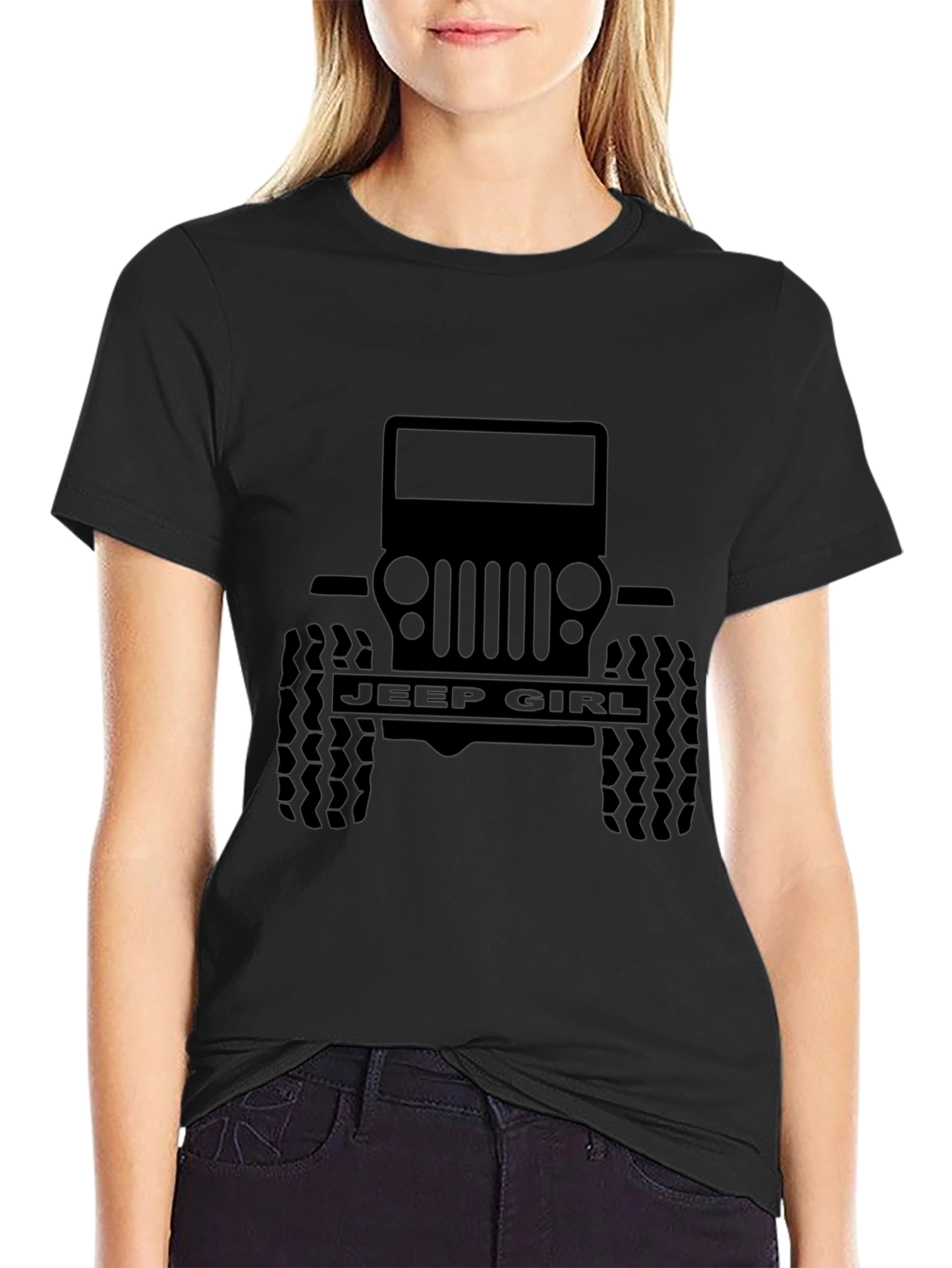 Jeep Girl Black Graphic Tee - Off Road Adventure