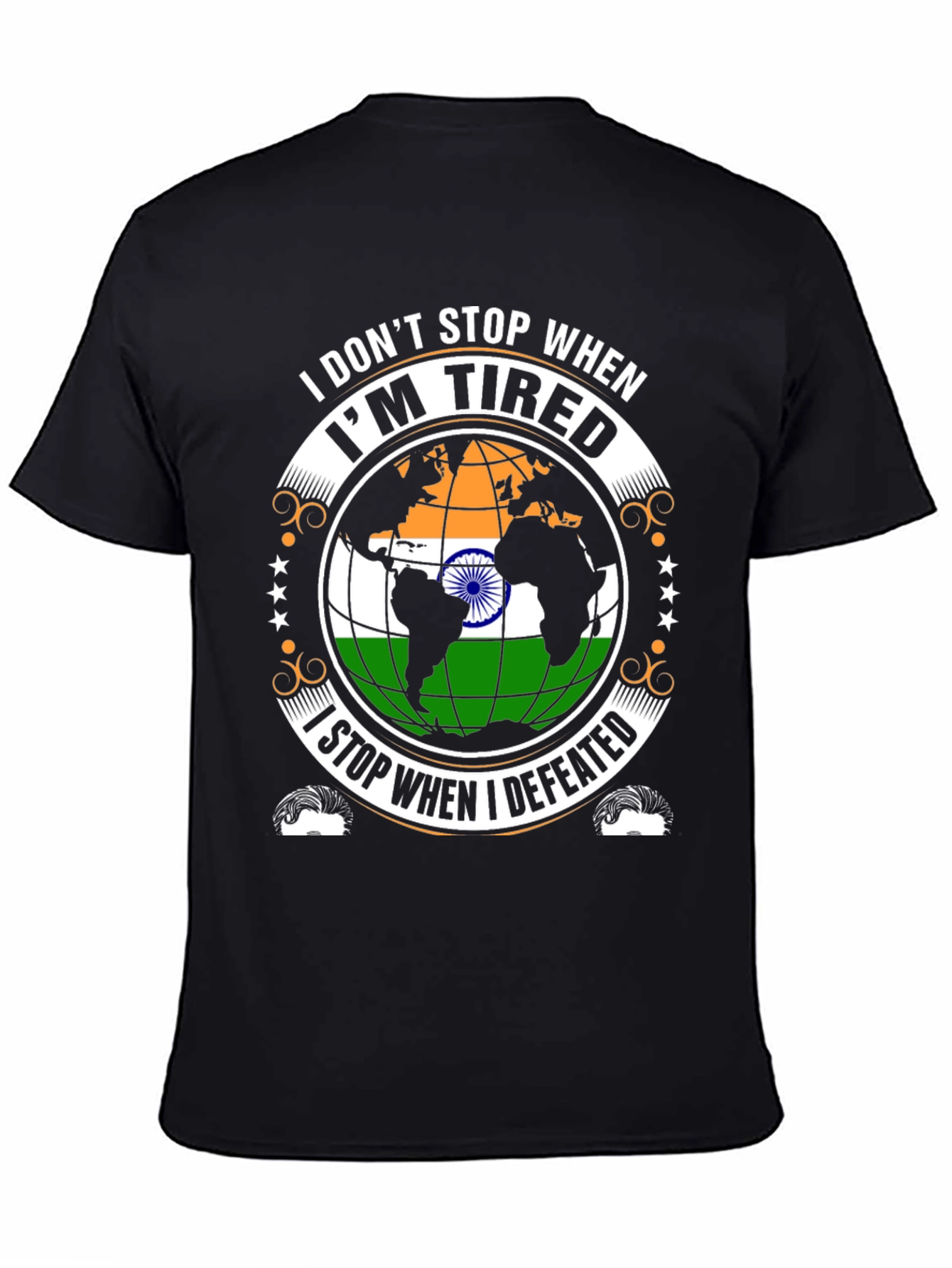 Motivational India Flag T-Shirt - Never Give Up