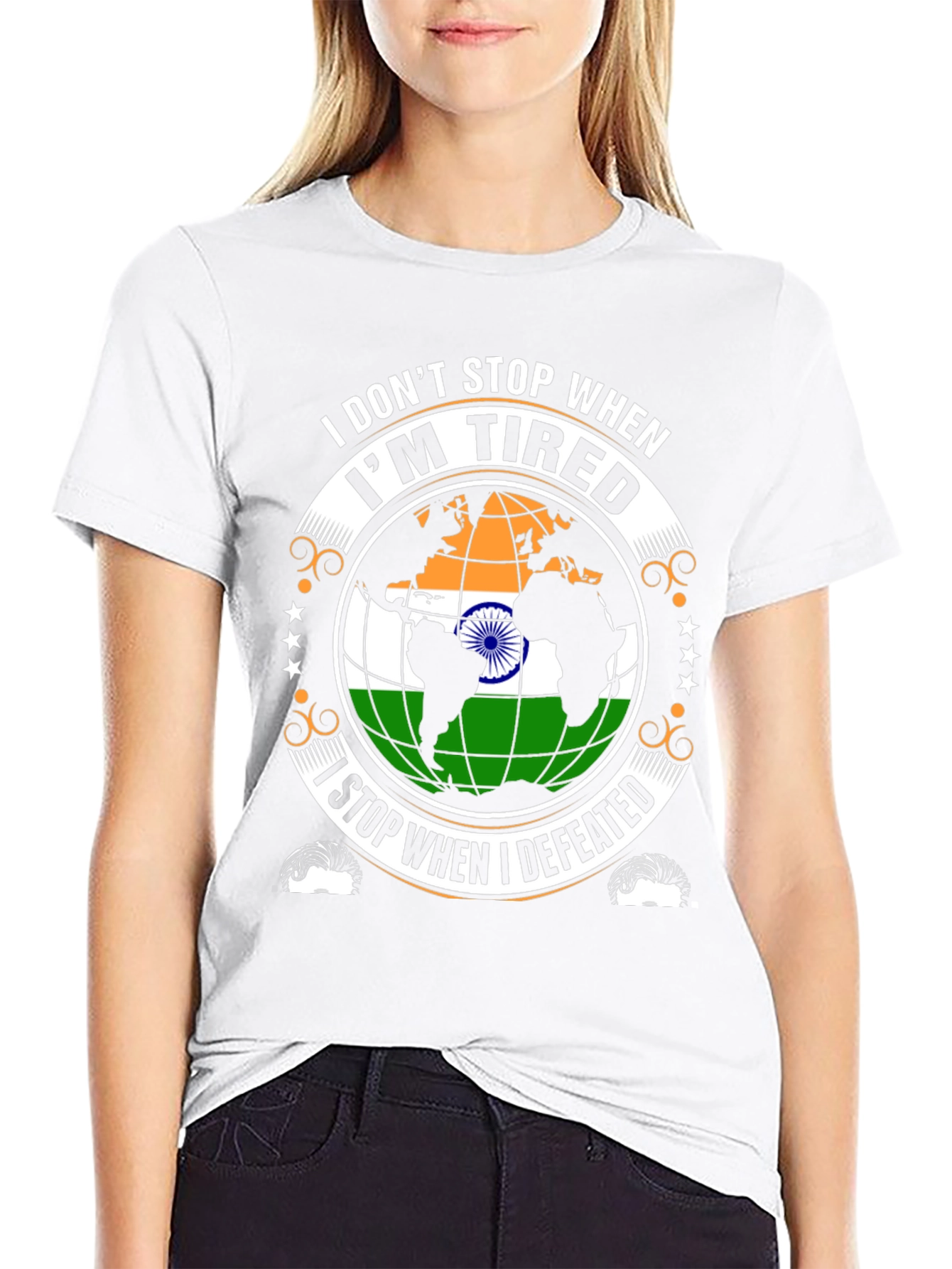 Motivational India Flag T-Shirt - Never Give Up