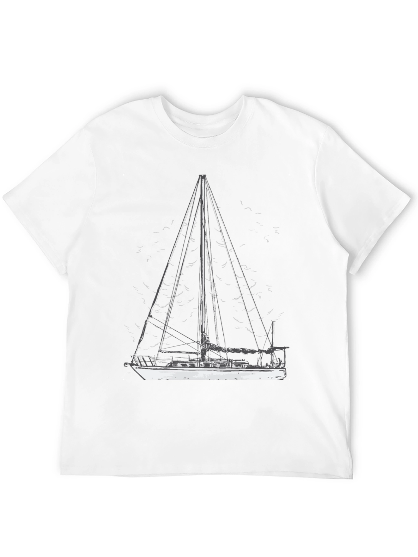 Nautical Sailboat Graphic Tee - Black Cotton T-Shirt
