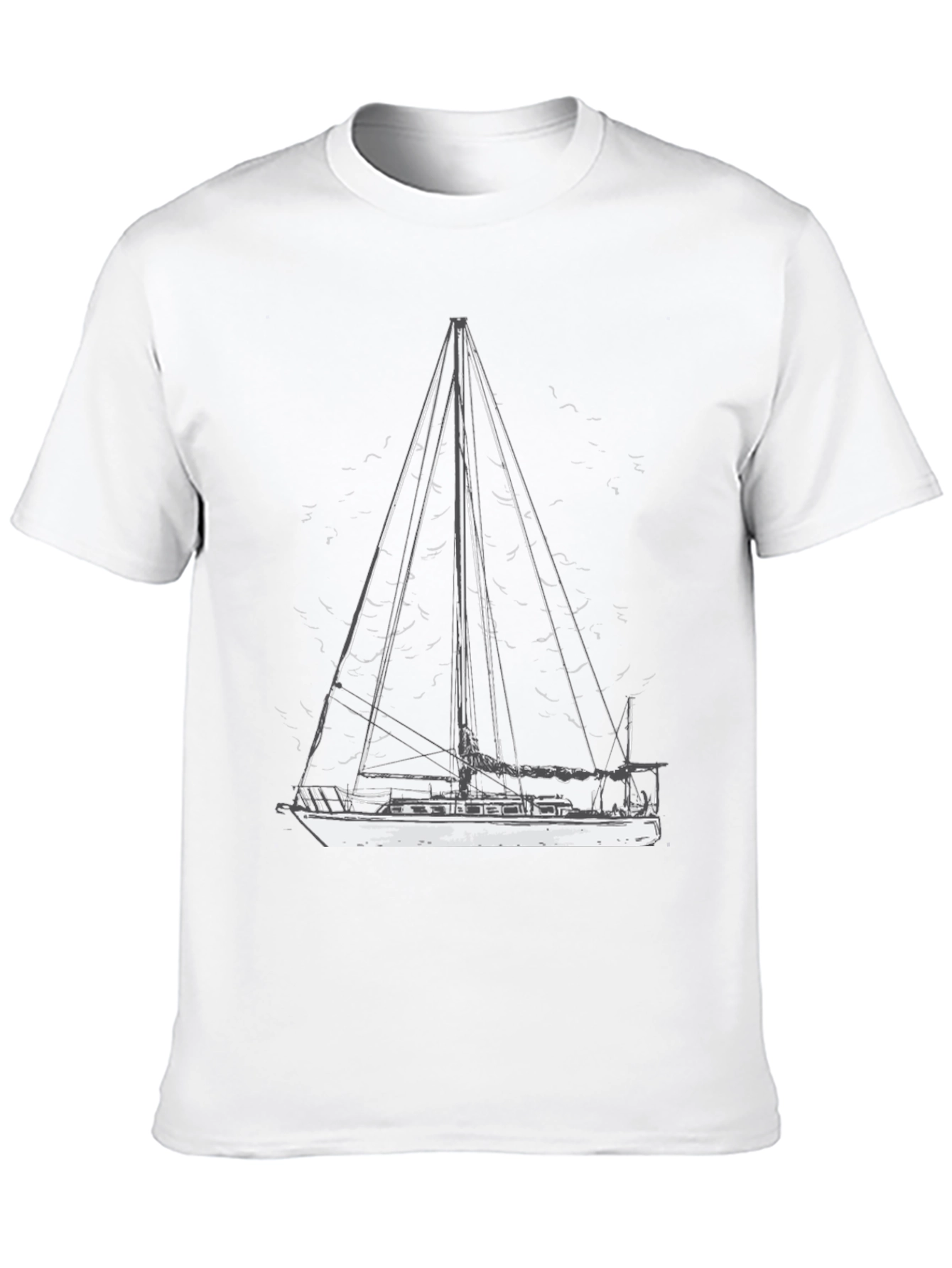 Nautical Sailboat Graphic Tee - Black Cotton T-Shirt