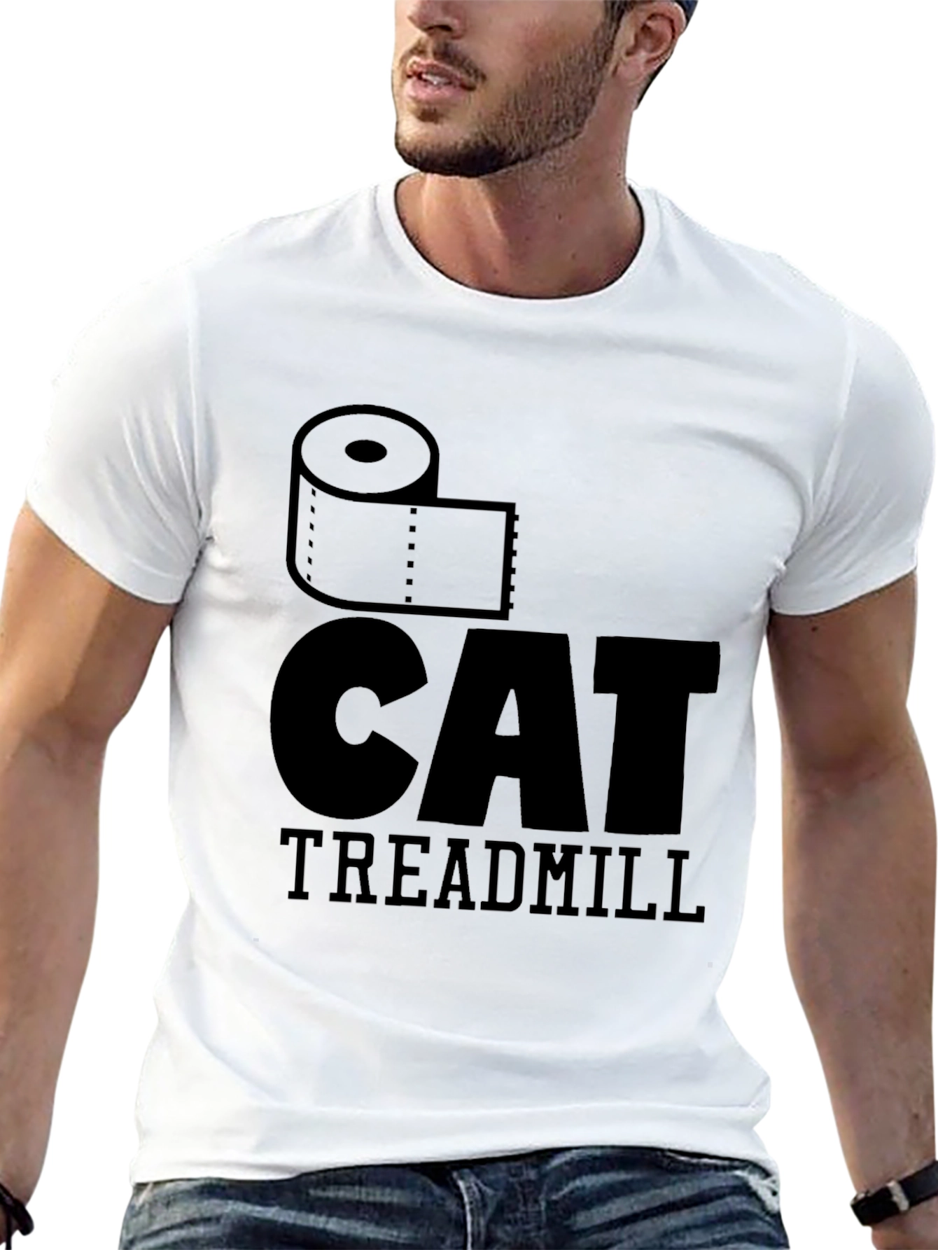 Toilet Cat Treadmill Graphic T-Shirt