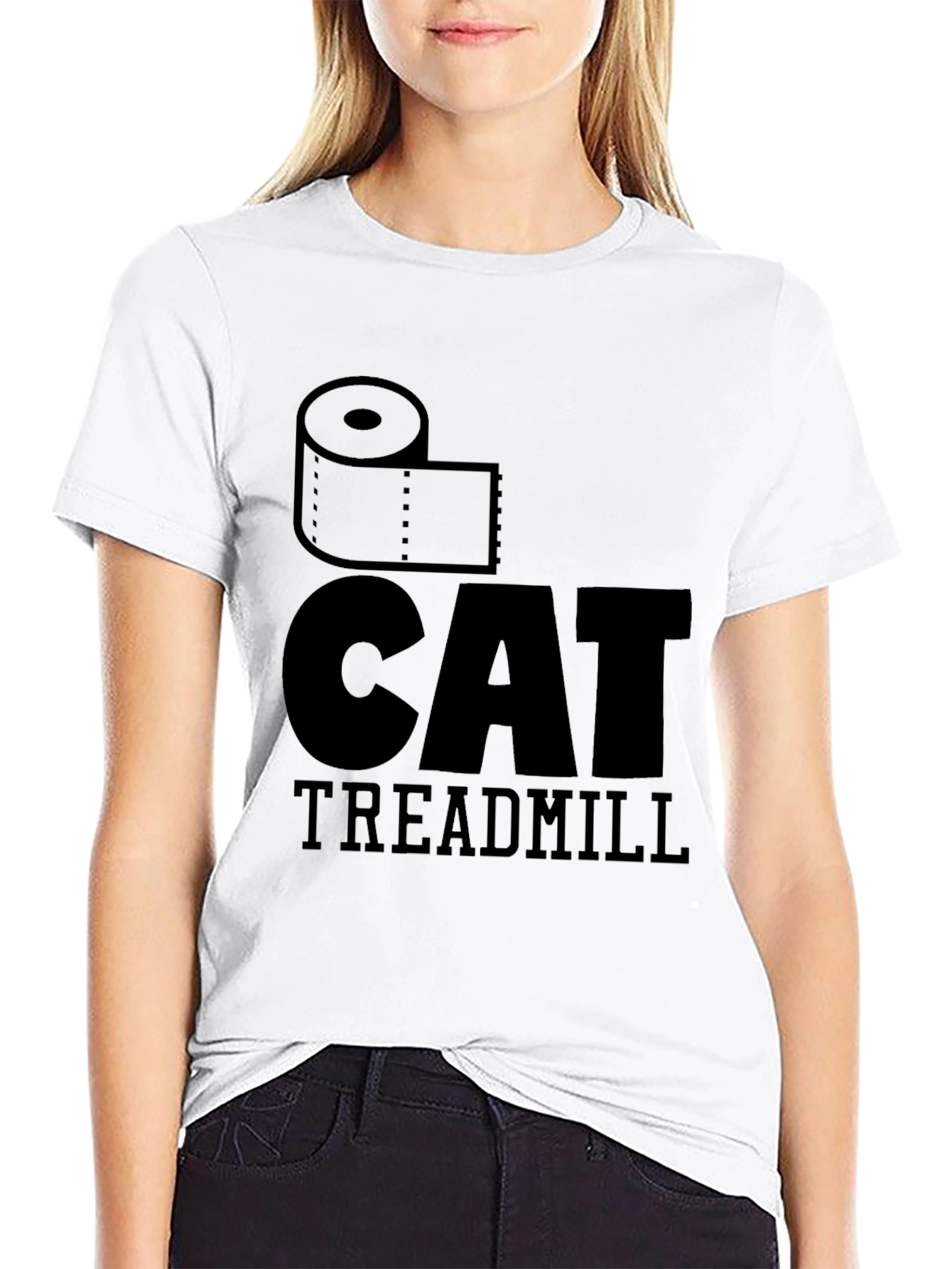 Toilet Cat Treadmill Graphic T-Shirt