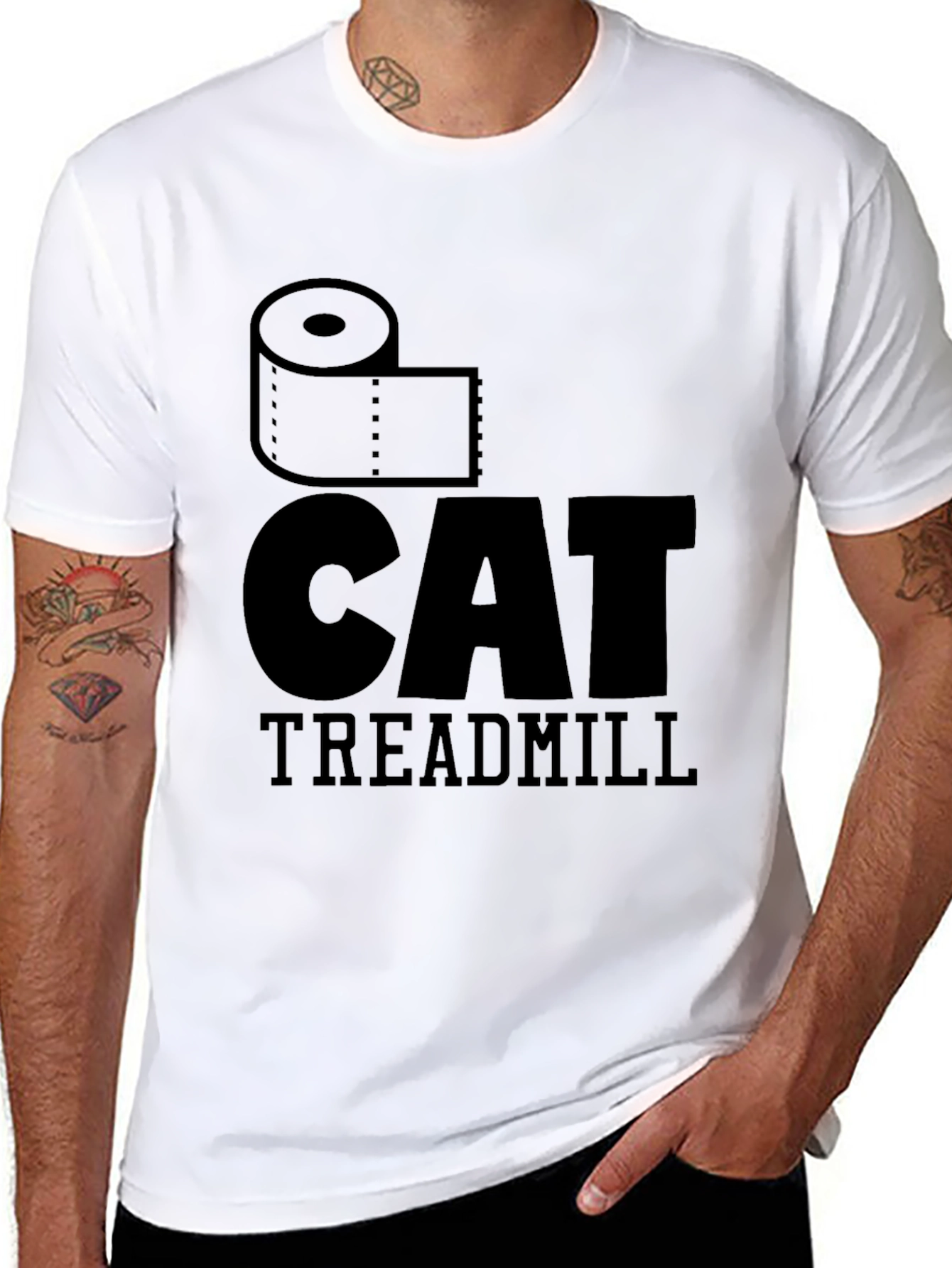 Toilet Cat Treadmill Graphic T-Shirt