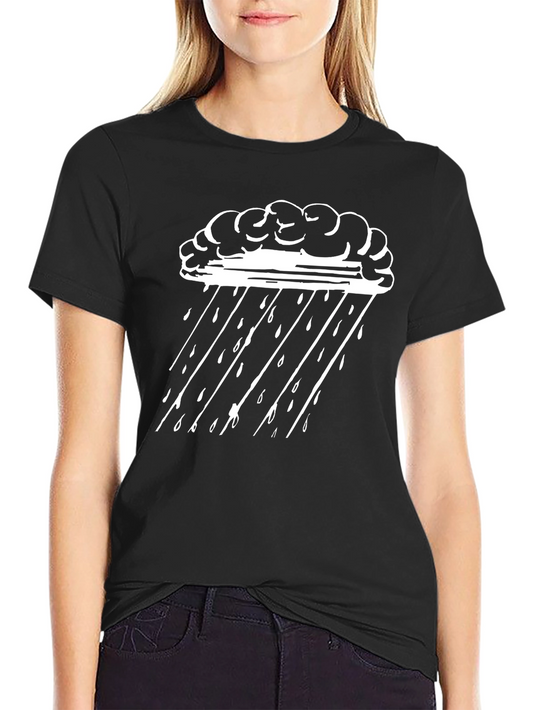 Rain Cloud Graphic Tee - Black Cotton Comfort