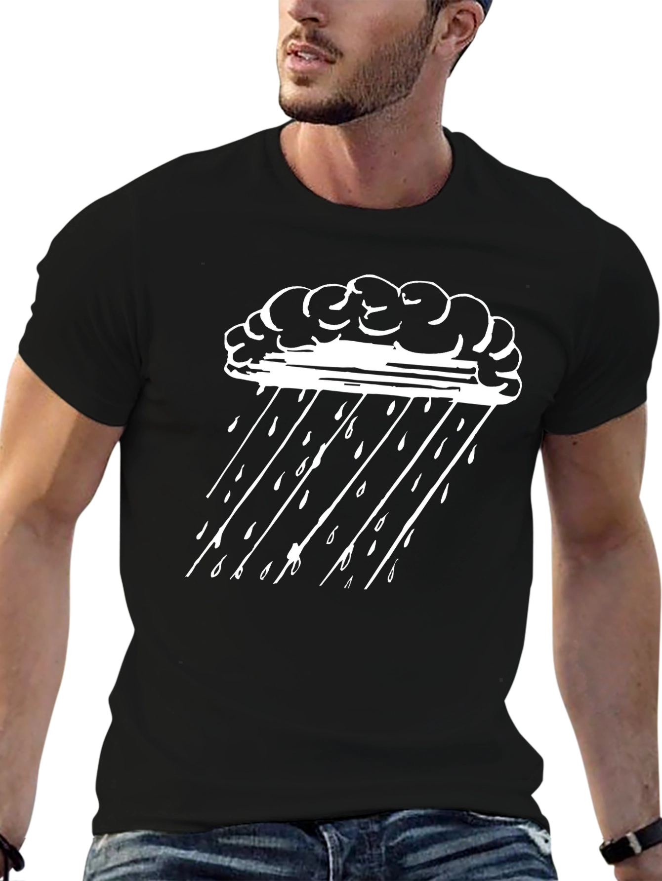 Rain Cloud Graphic Tee - Black Cotton Comfort