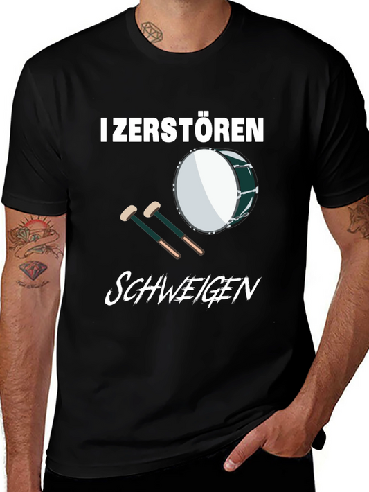 I Zerstören Schweigen Black T-Shirt Drum Design