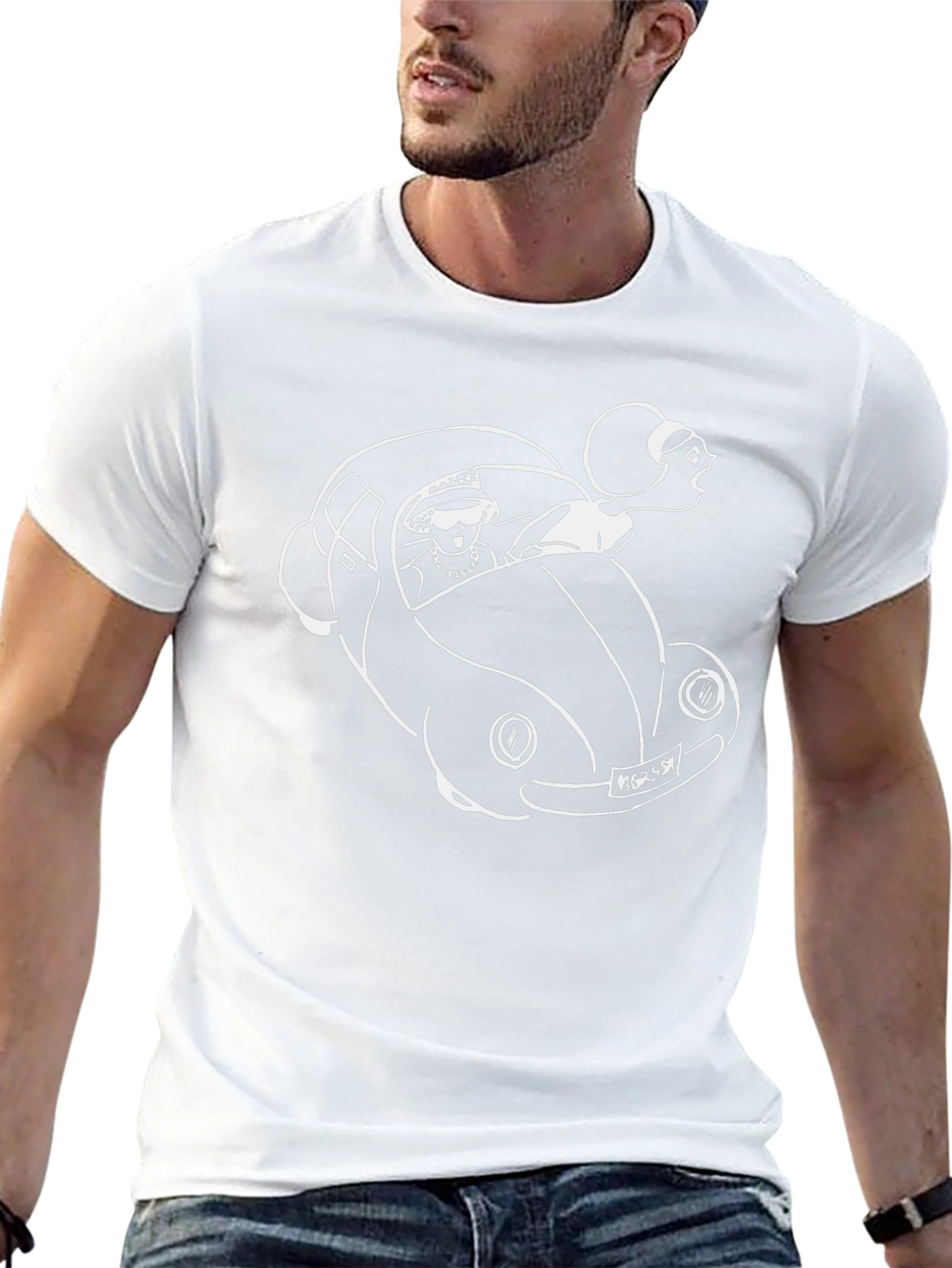 Queen Driving Car Graphic Tee - Black Cotton T-Shirt