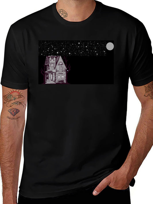 Spooky House Under Moonlight T-Shirt