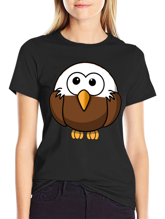 Cute Cartoon Eagle Graphic Tee - Black Unisex Shirt