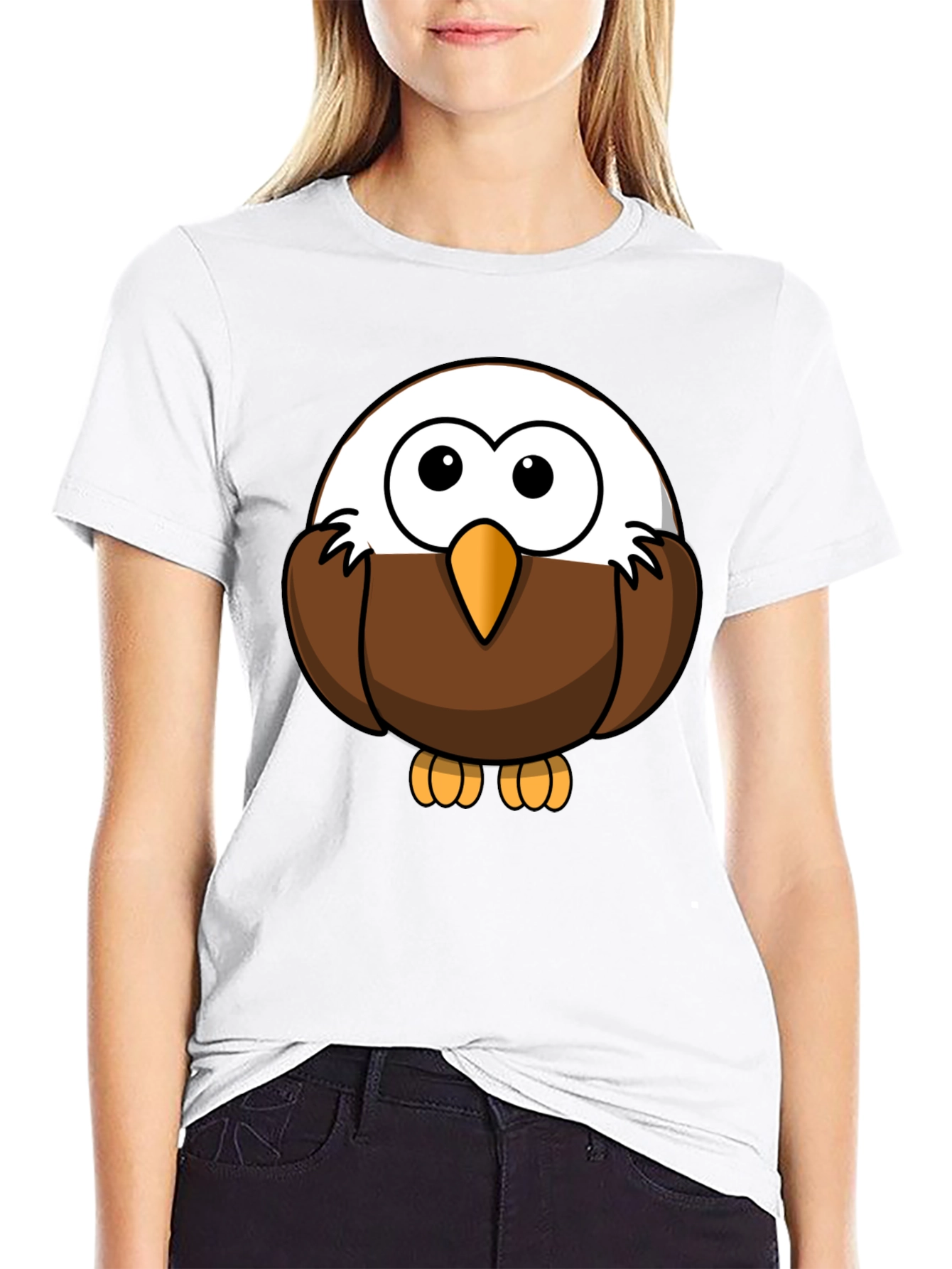 Cute Cartoon Eagle Graphic Tee - Black Unisex Shirt