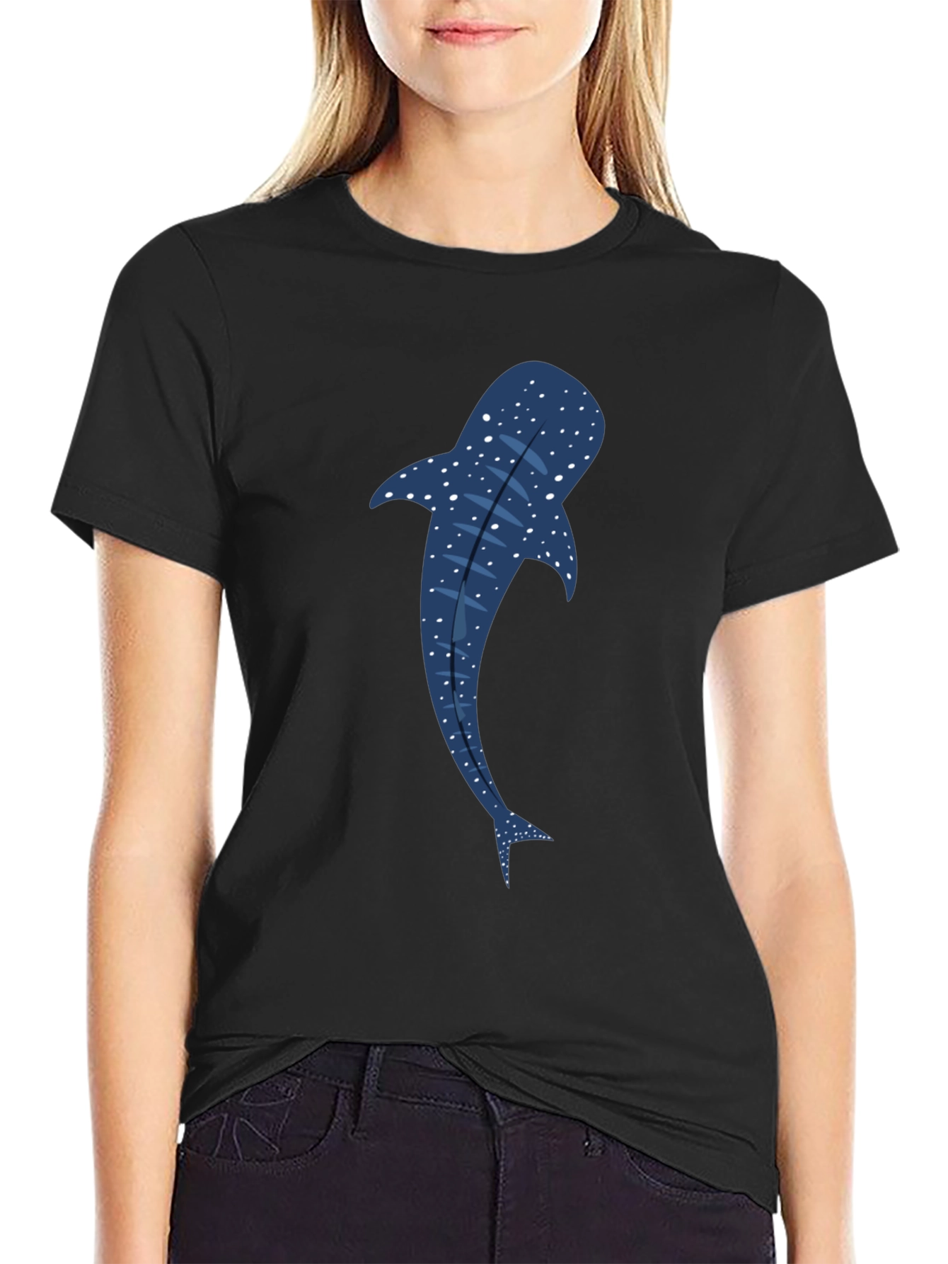 Whale Shark Graphic Tee - Black Cotton T-Shirt