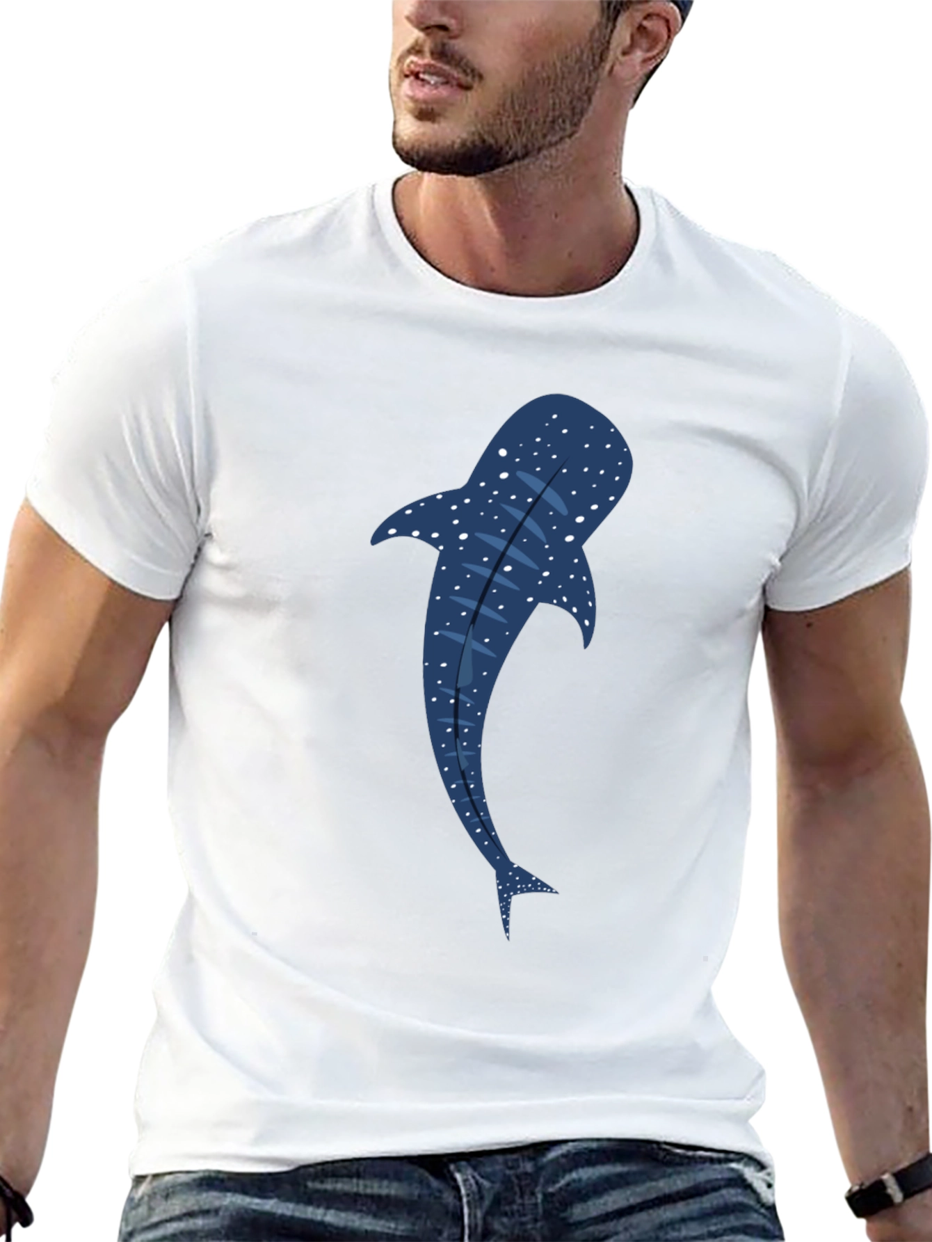 Whale Shark Graphic Tee - Black Cotton T-Shirt