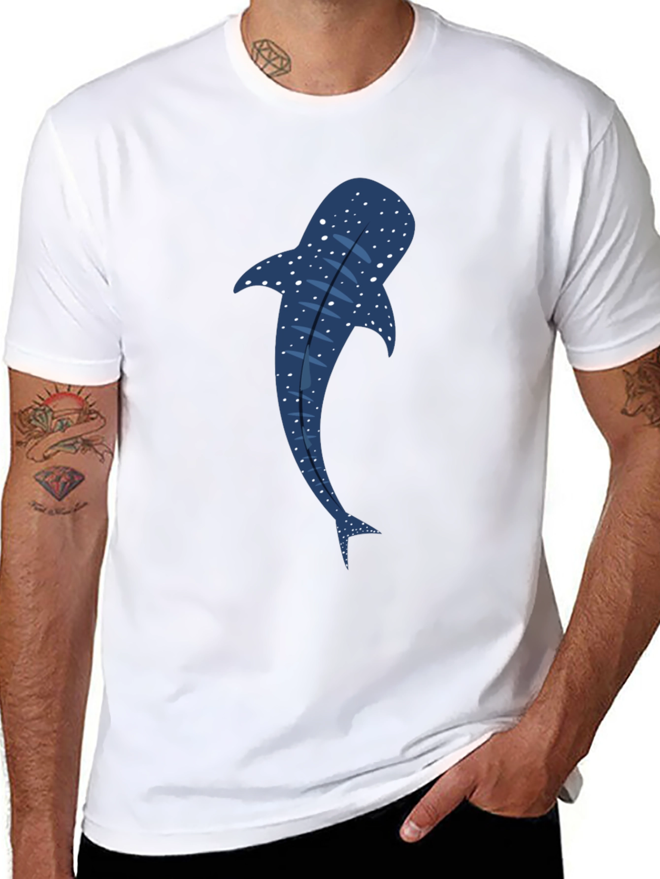 Whale Shark Graphic Tee - Black Cotton T-Shirt