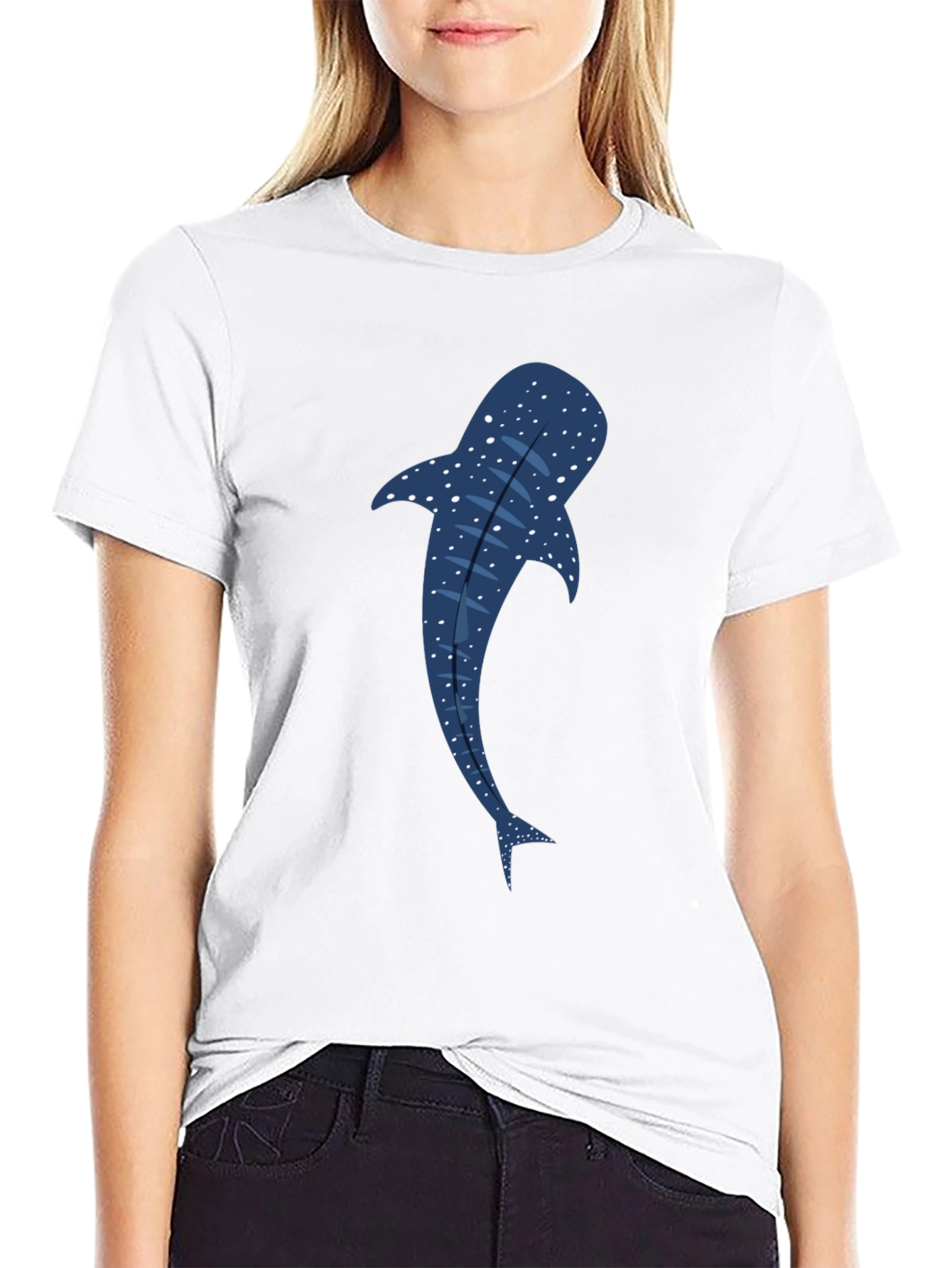 Whale Shark Graphic Tee - Black Cotton T-Shirt