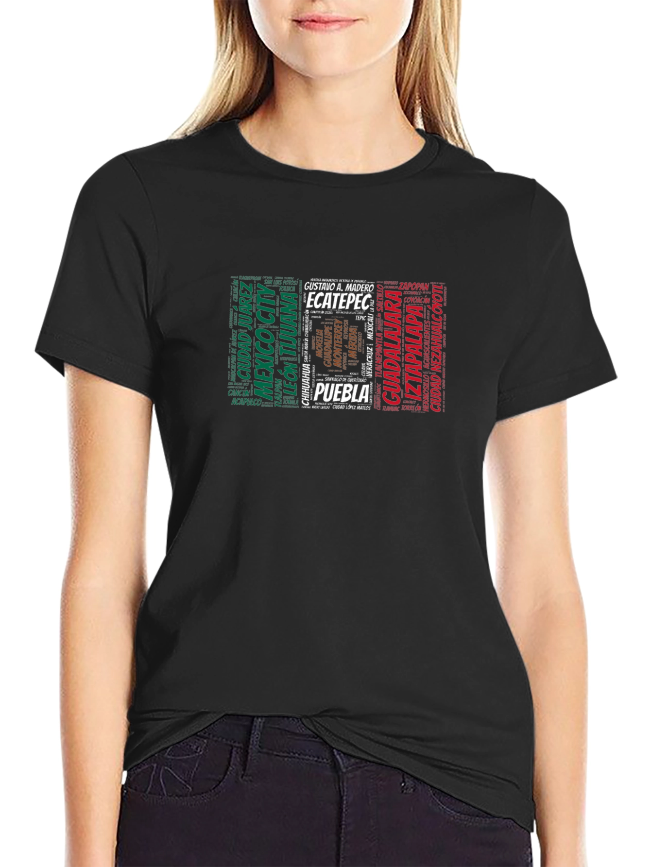 Mexico City Names T-Shirt - Black